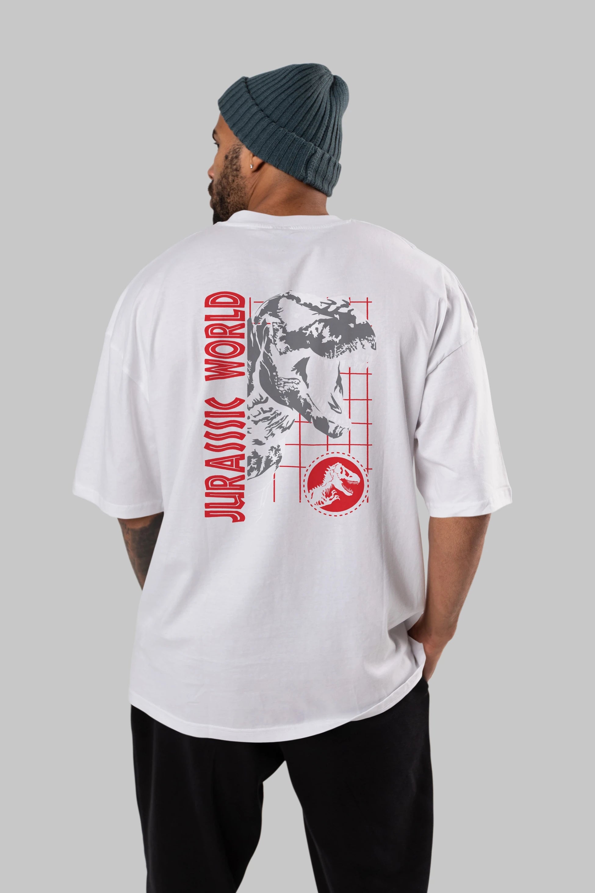 Jurassic Park (2) Arka Baskılı Oversize t-shirt Erkek Kadın Unisex %100 Pamuk Bisiklet Yaka tişort