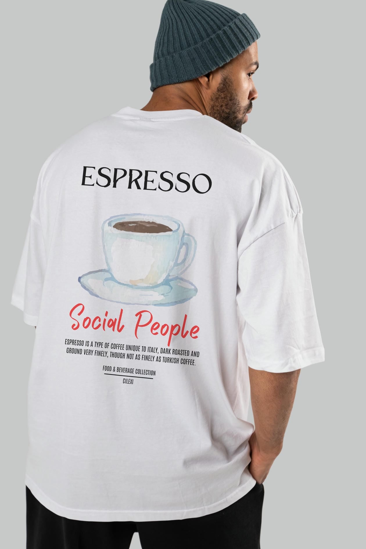 Espresso Kokteyl Serisi Baskılı Oversize t-shirt Erkek Kadın Unisex %100 Pamuk Bisiklet Yaka tişort