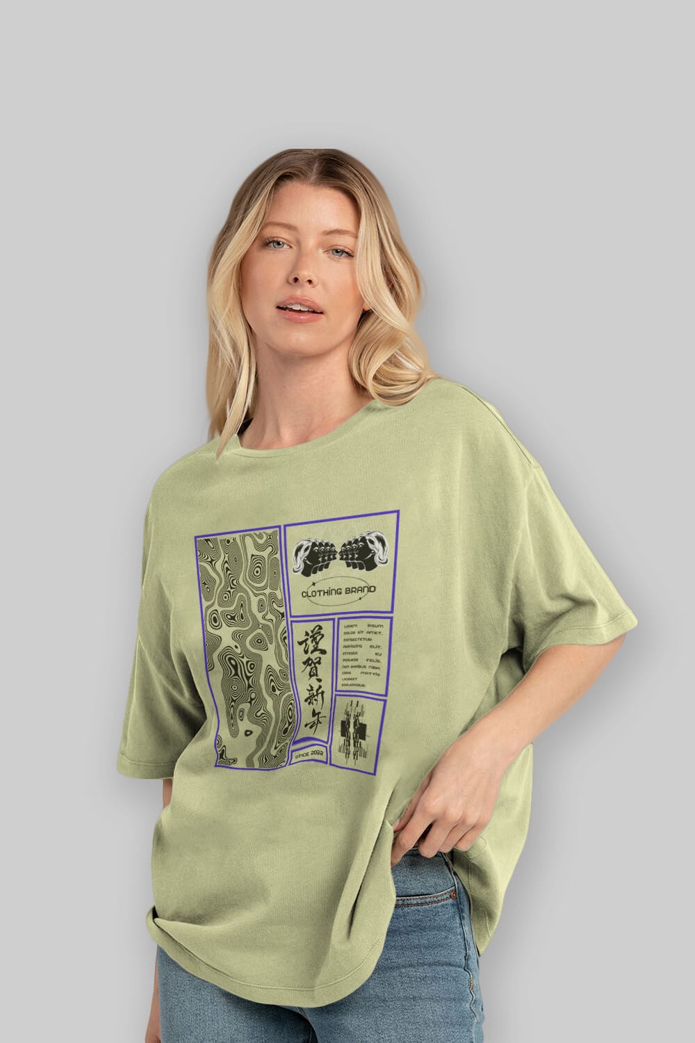 Neon Japanese Streetwear Ön Baskılı Oversize t-shirt Erkek Kadın Unisex