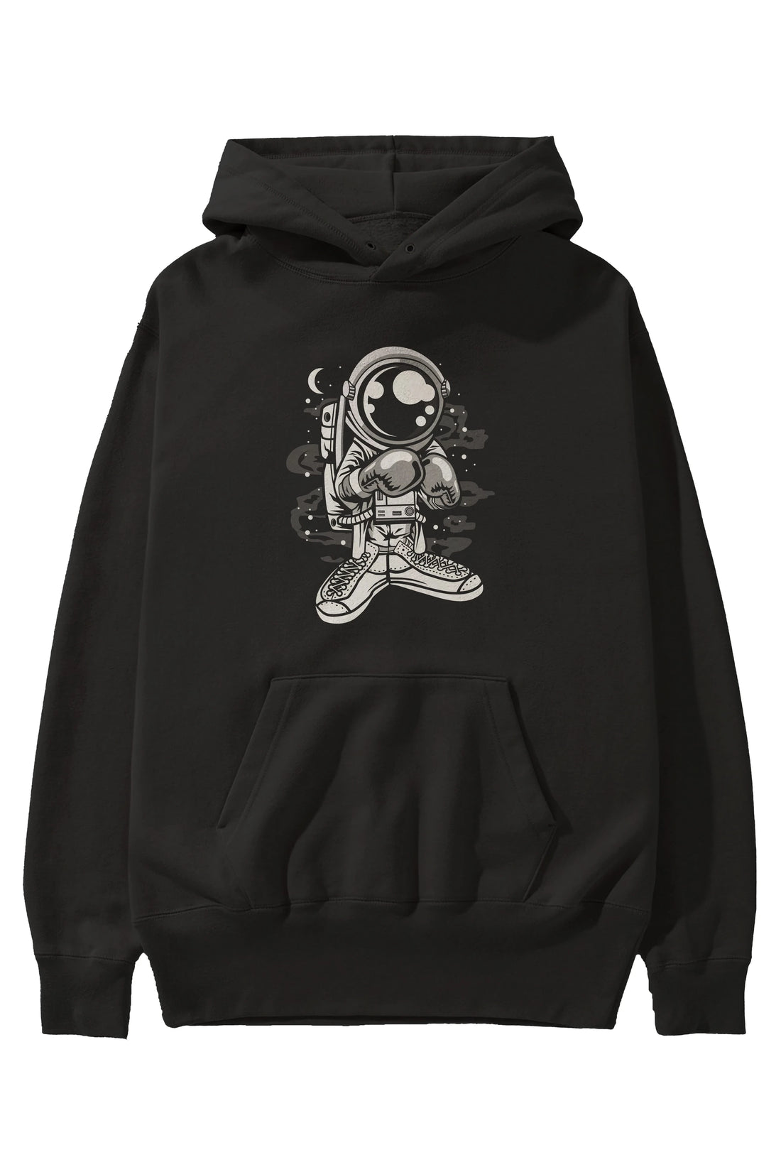 Astronaut Boxer Ön Baskılı Hoodie Oversize Kapüşonlu Sweatshirt Erkek Kadın Unisex