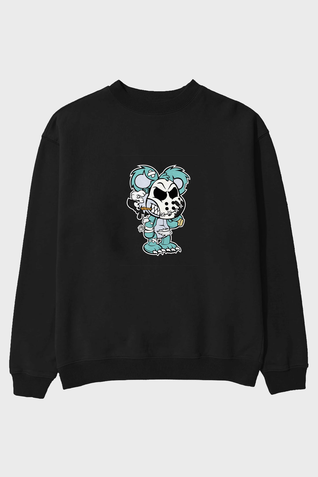 Evil Teddy Bear Ön Baskılı Oversize Sweatshirt Erkek Kadın Unisex