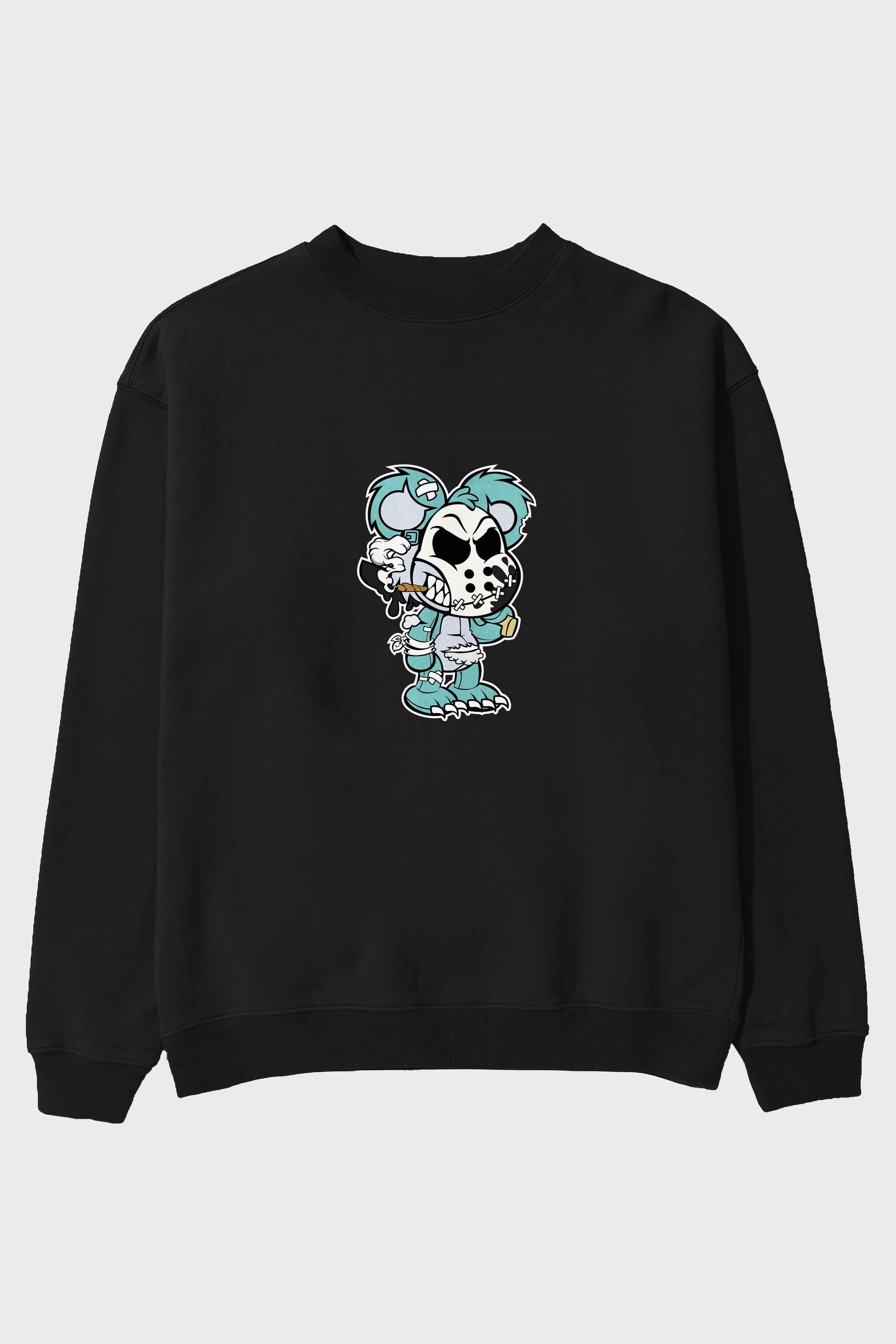 Evil Teddy Bear Ön Baskılı Oversize Sweatshirt Erkek Kadın Unisex