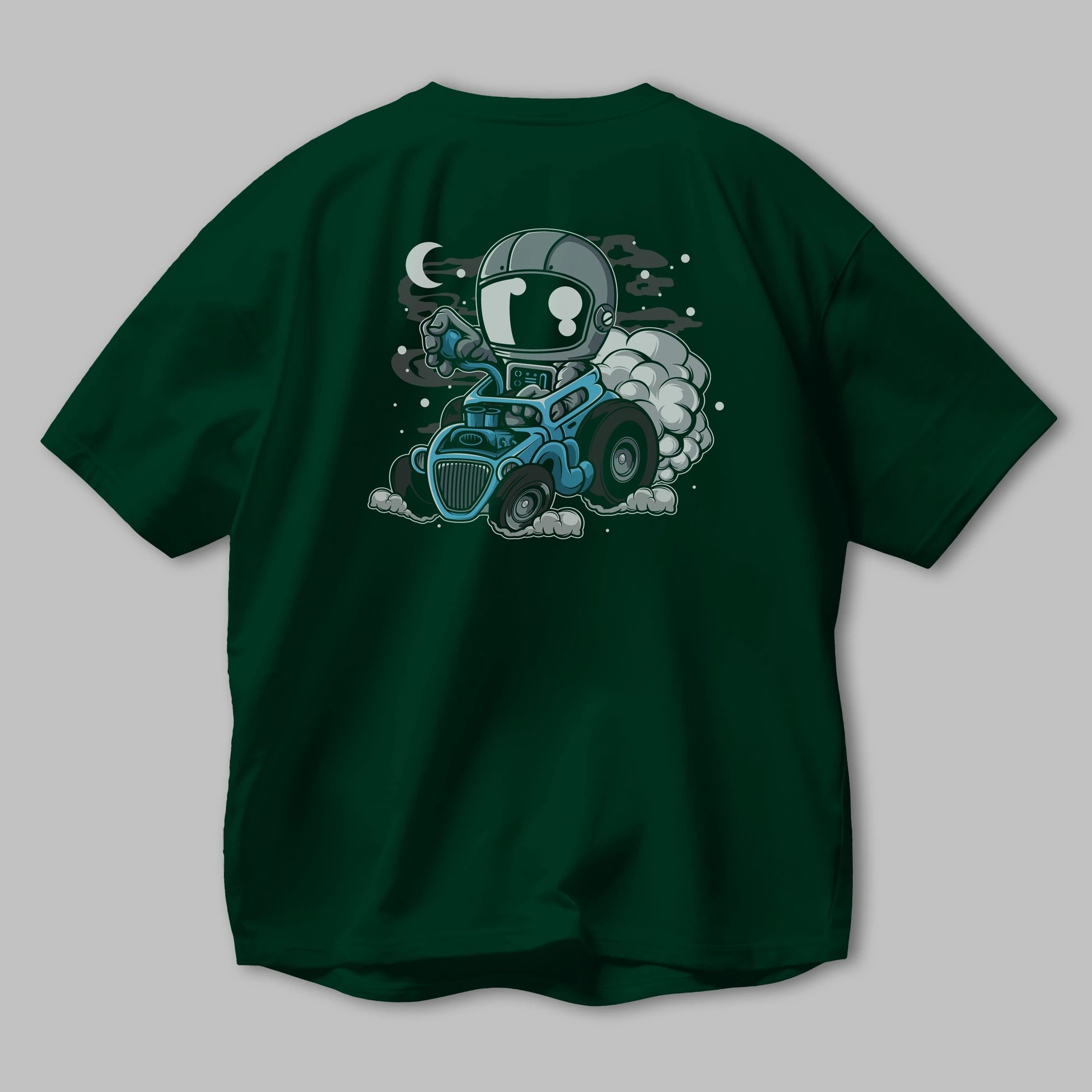 Astronaut Hotrod Arka Baskılı Oversize t-shirt Erkek Kadın Unisex