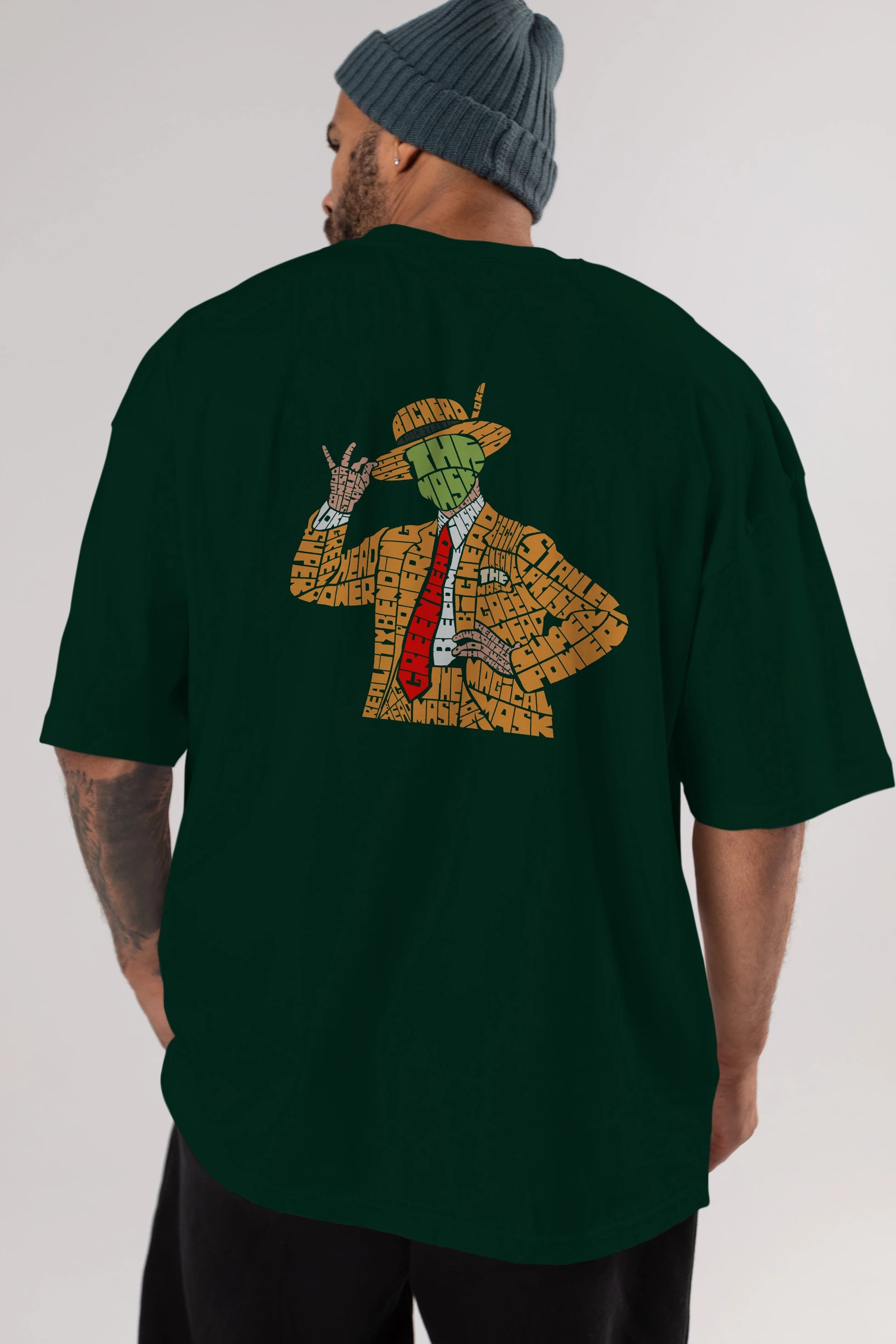 The Mask Arka Baskılı Oversize t-shirt %100 pamuk Erkek Kadın Unisex