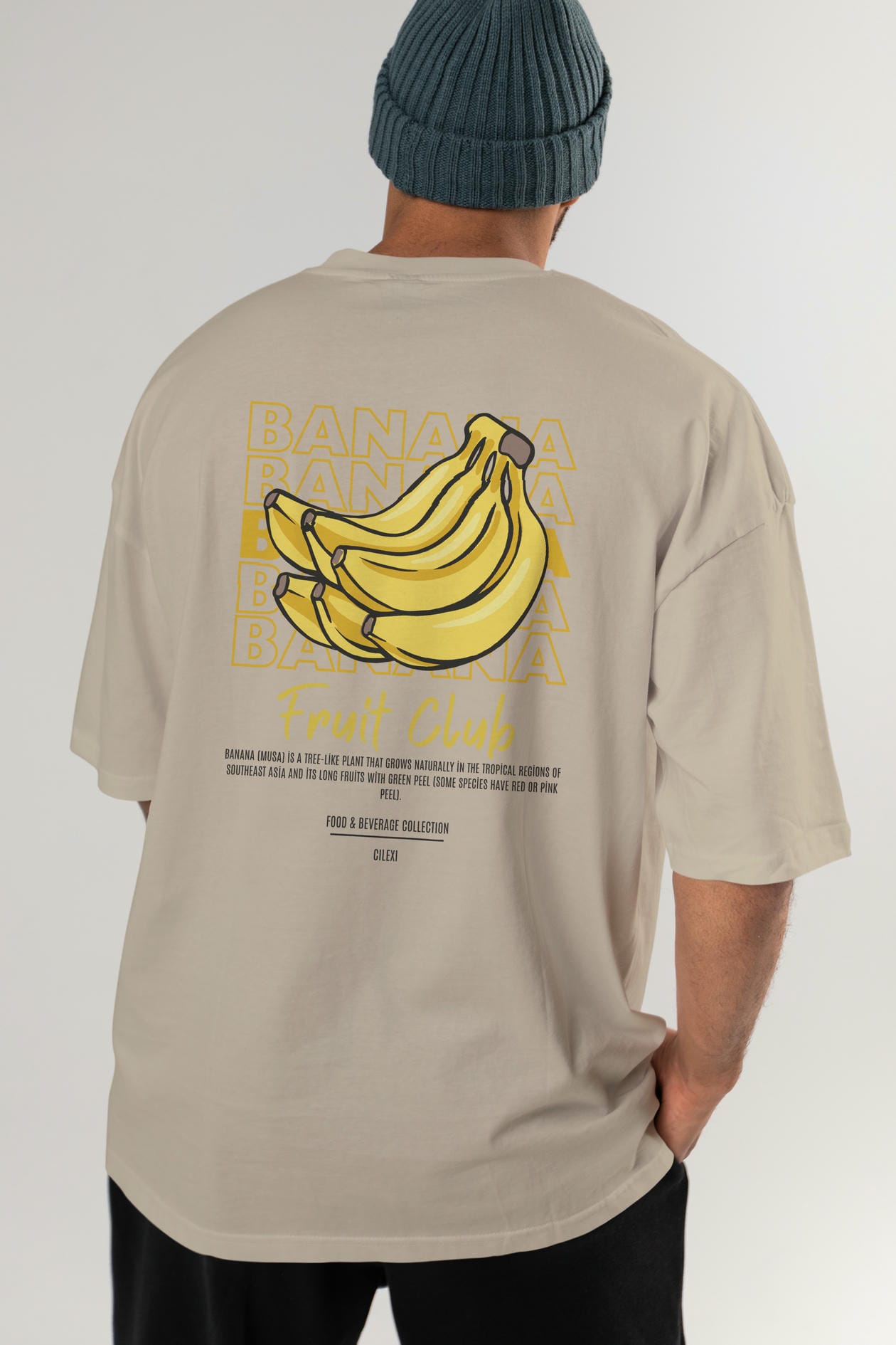 Banana Arka Baskılı Oversize t-shirt Erkek Kadın Pamuk Bisiklet Yaka tişort
