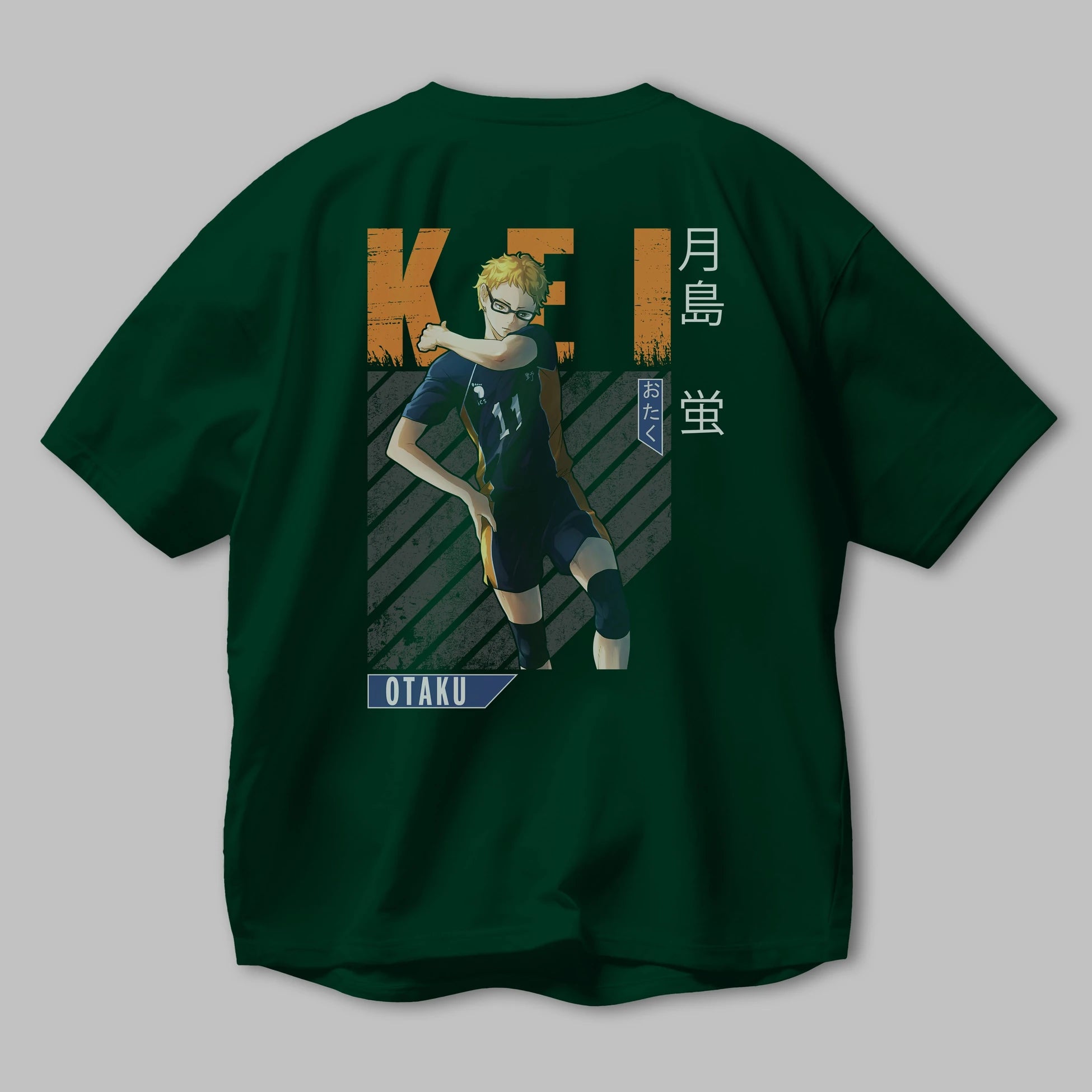 Kei Tsukishima 2 Anime Arka Baskılı Oversize t-shirt Erkek Kadın Unisex