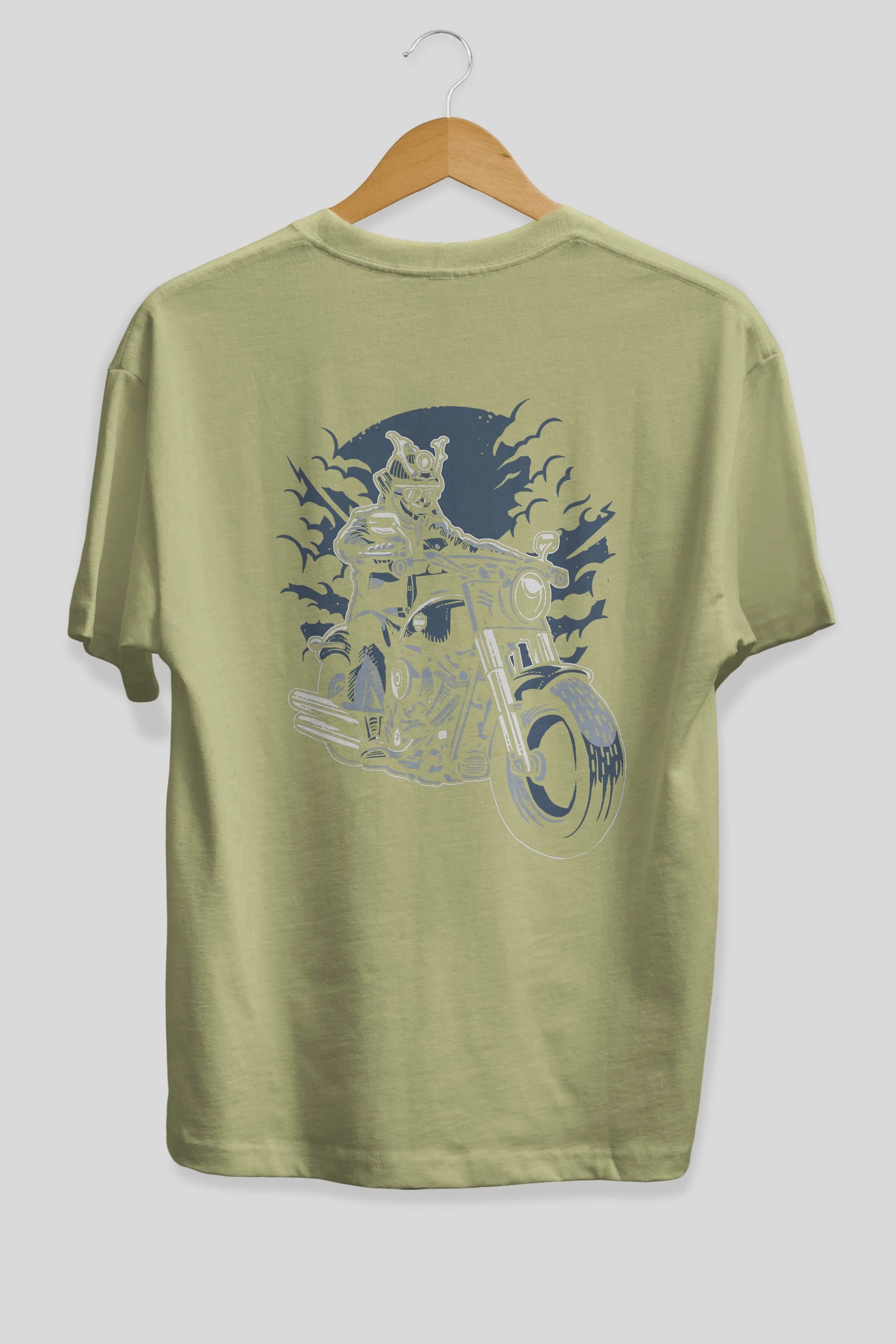 Samurai Ride Arka Baskılı Oversize t-shirt Erkek Kadın Unisex %100 Pamuk