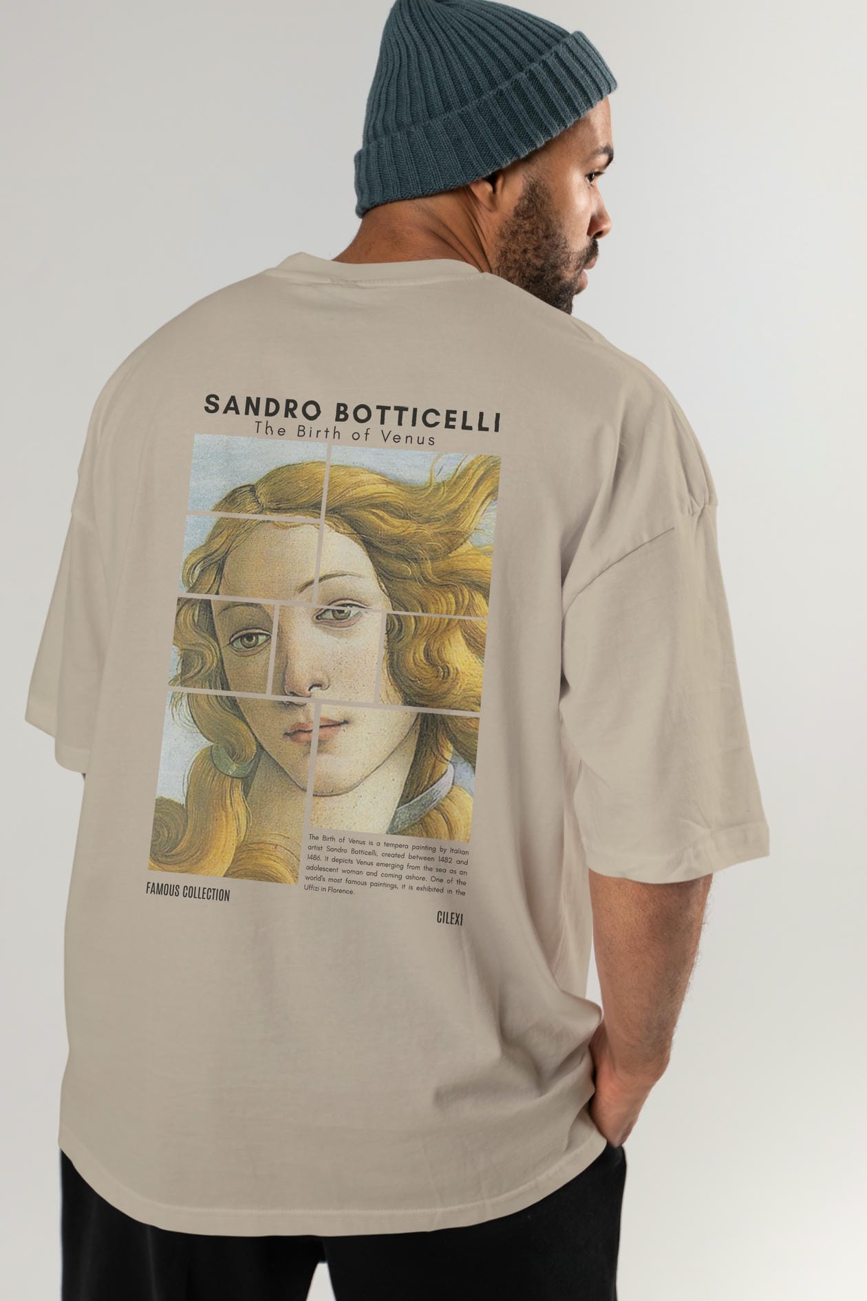 Sandro Botticelli Arka Baskılı Oversize t-shirt Erkek Kadın Bisiklet Yaka Pamuk tişort