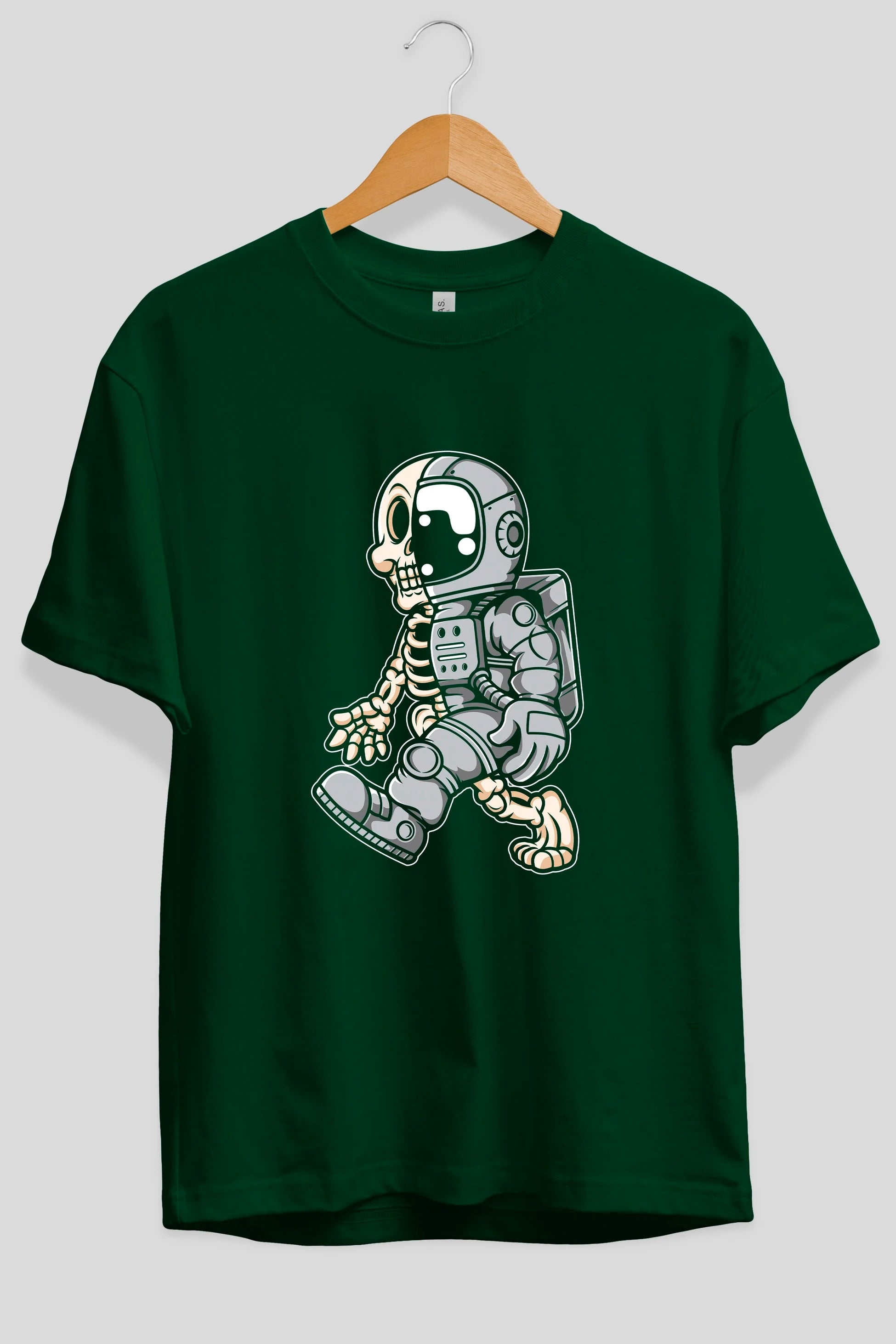 Astronaut Half Skull Ön Baskılı Oversize t-shirt Erkek Kadın Unisex