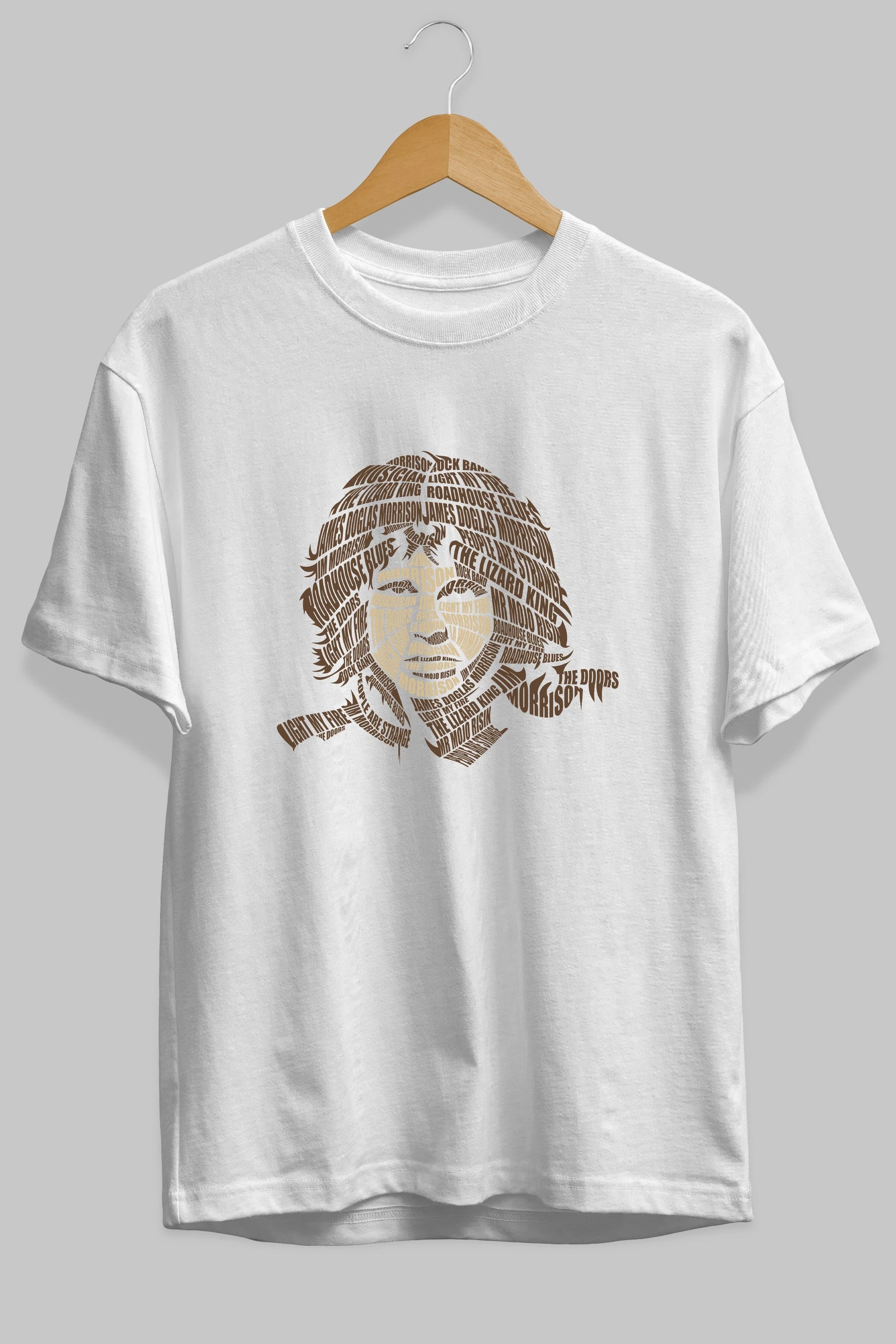 Jim Morrison Calligram Ön Baskılı Oversize t-shirt %100 pamuk Erkek Kadın Unisex