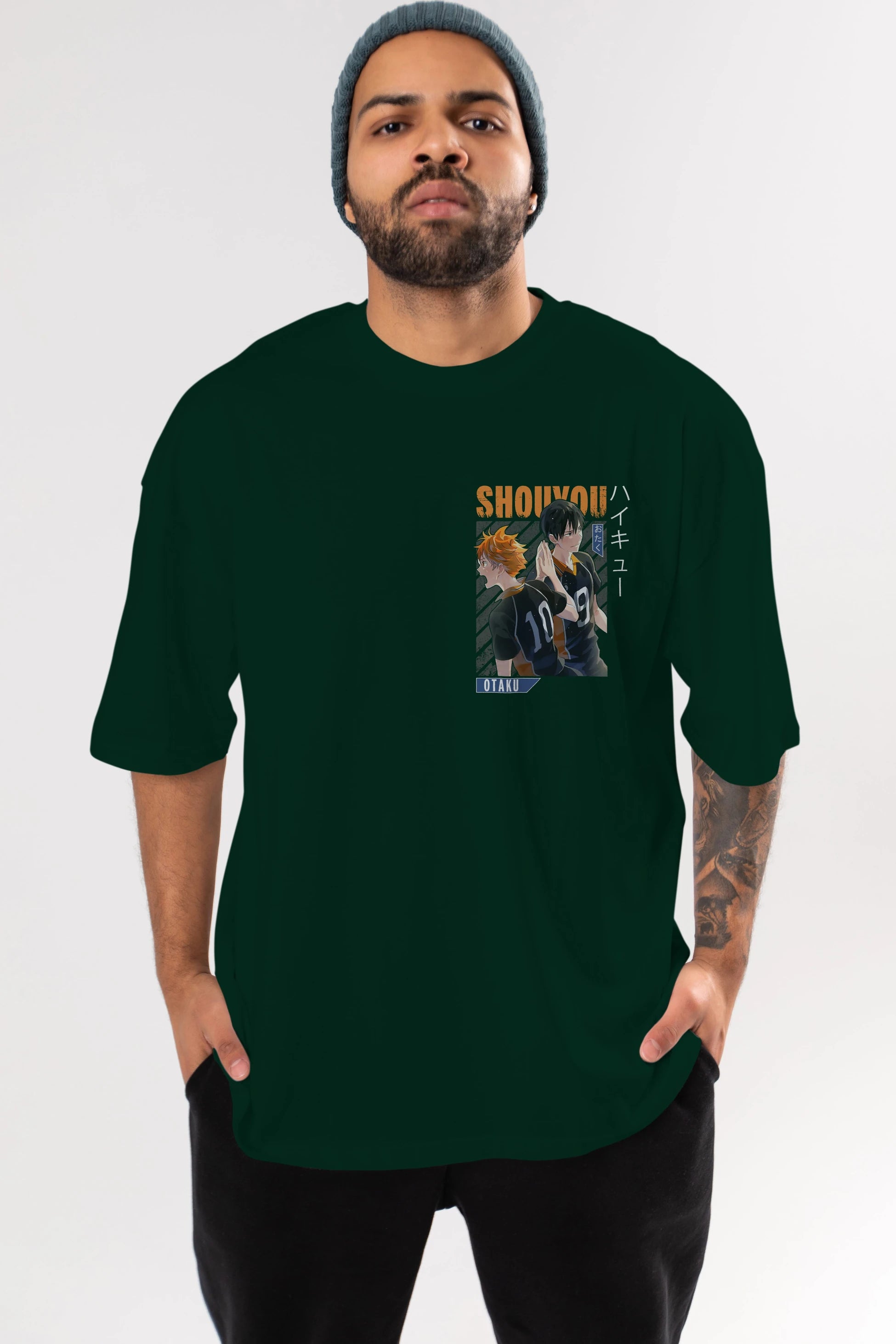 Shouyou Hinata 12 Ön Sol Baskılı Oversize t-shirt Erkek Kadın Unisex %100 Pamuk Bisiklet Yaka tişort