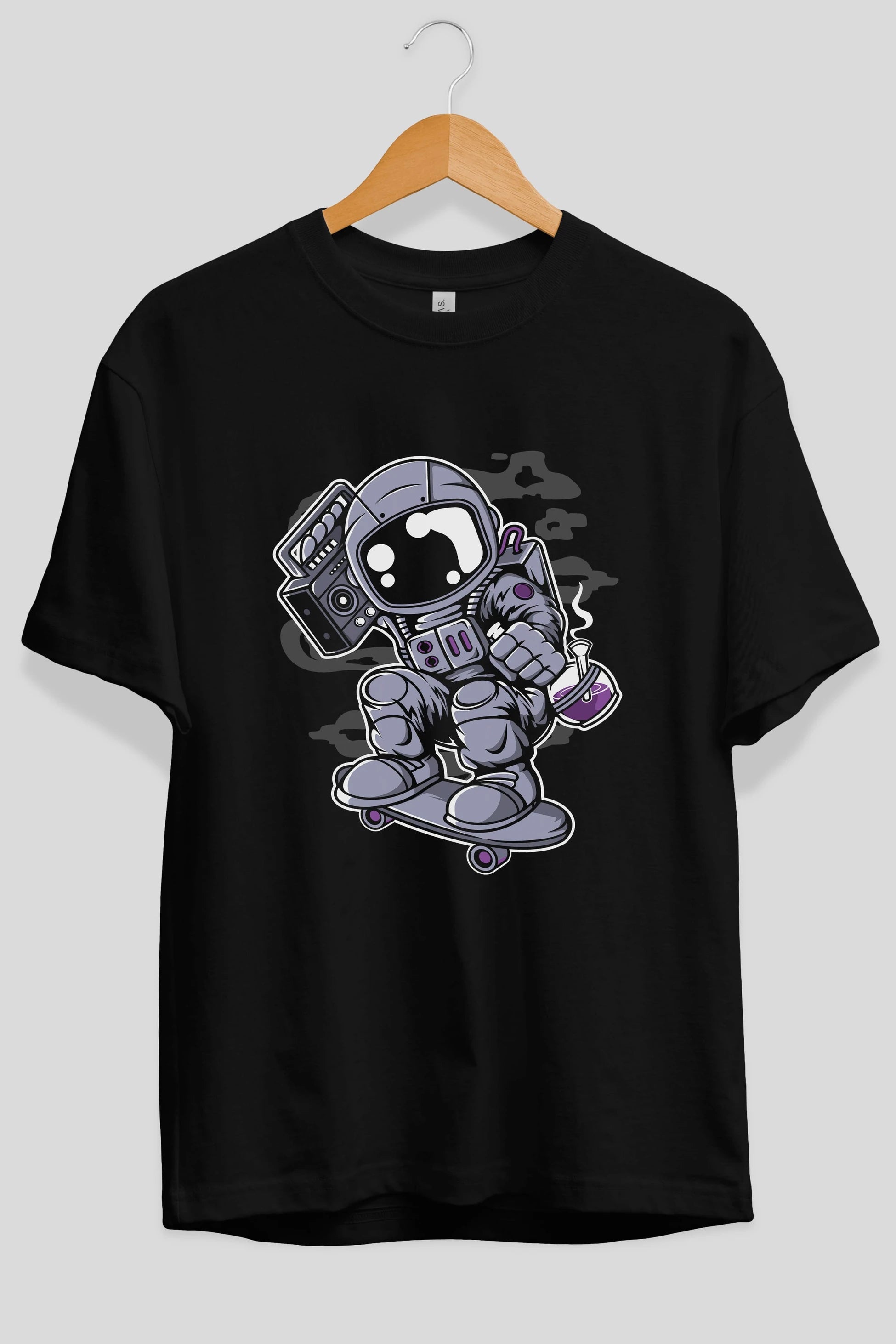 Astroanut Skater Boombox Ön Baskılı Oversize t-shirt Erkek Kadın Unisex