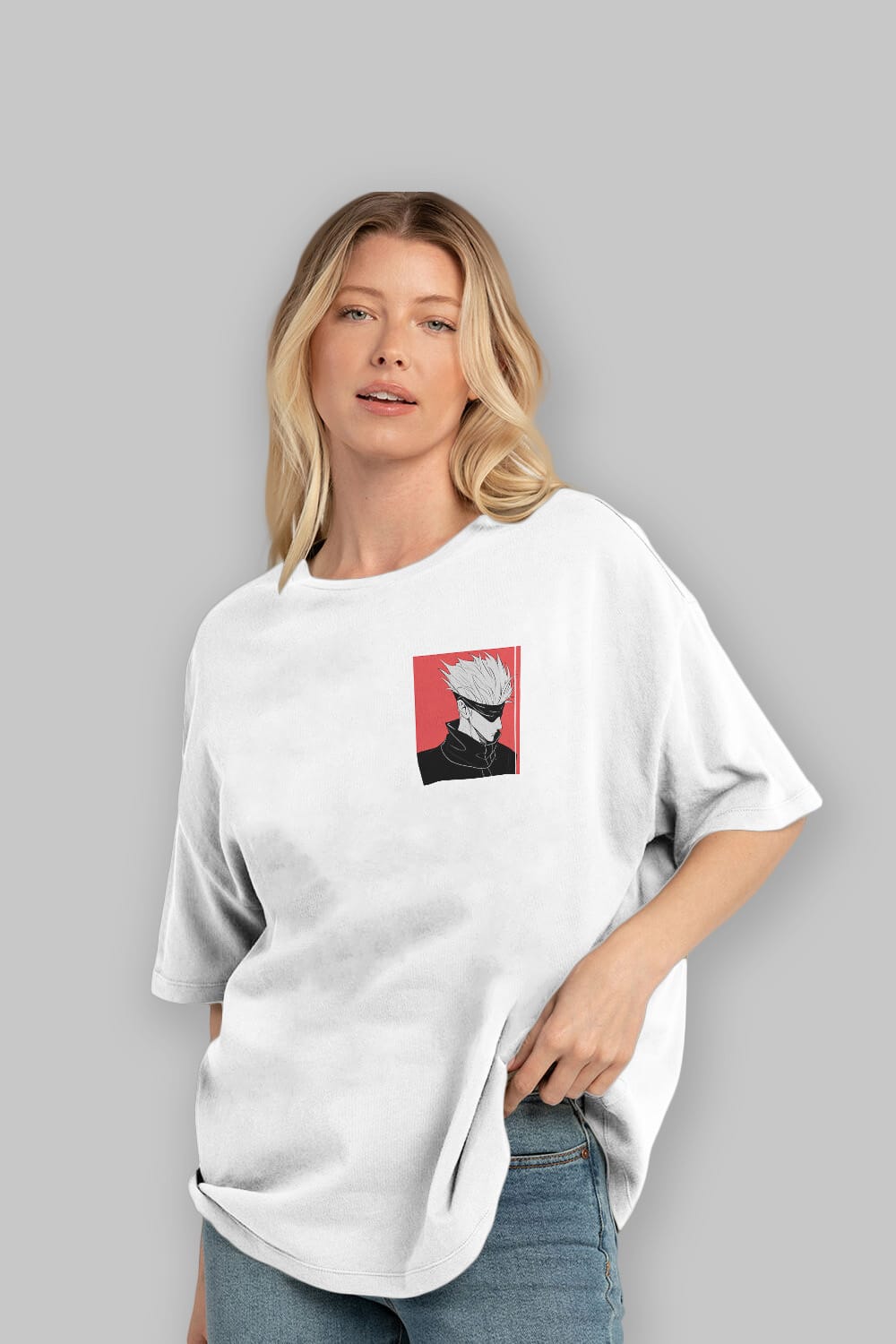 JUJUTSU KAISEN 2 Ön Sol Baskılı Oversize t-shirt Erkek Kadın Unisex %100 Pamuk Bisiklet Yaka tişort
