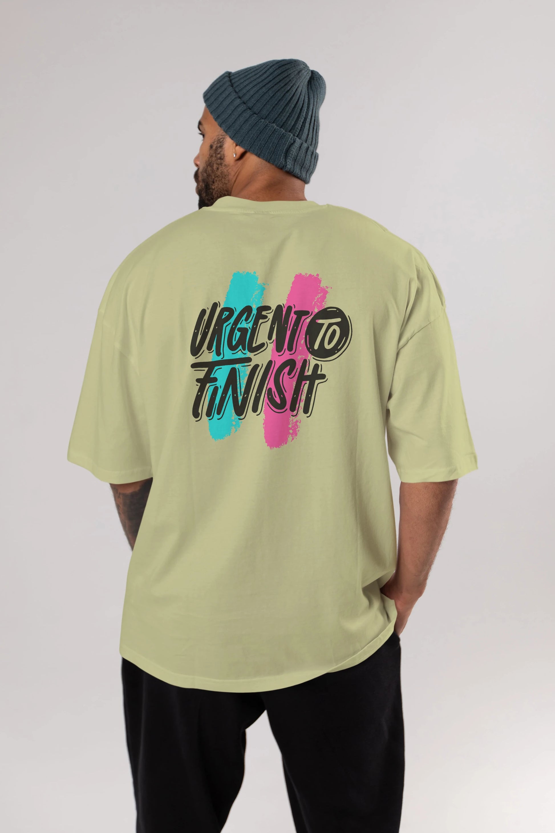 Urgent To Finish Arka Baskılı Oversize t-shirt Erkek Kadın Unisex