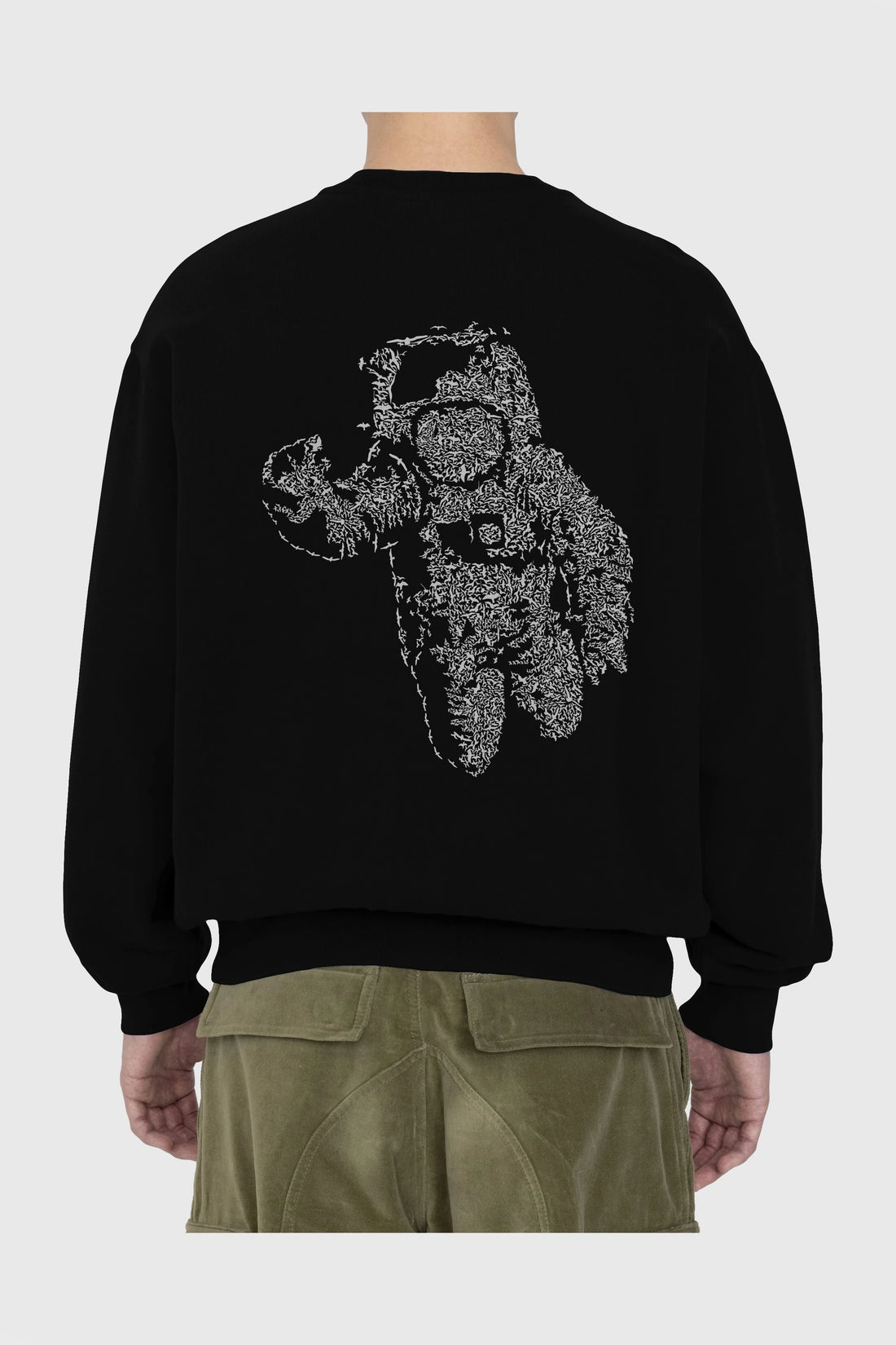 Flying Astronaut Arka Baskılı Oversize Sweatshirt Erkek Kadın Unisex