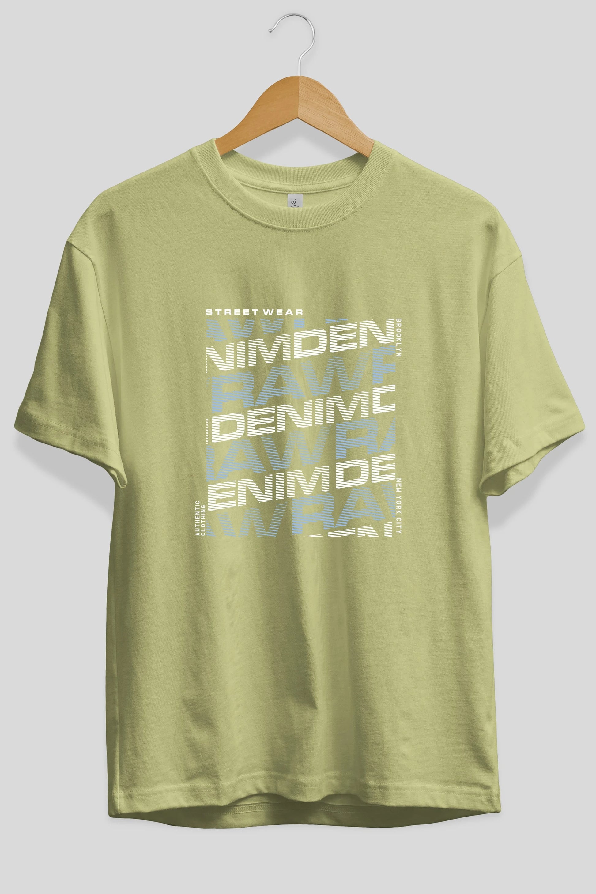 Raw Denim Ön Baskılı Oversize t-shirt Erkek Kadın Unisex