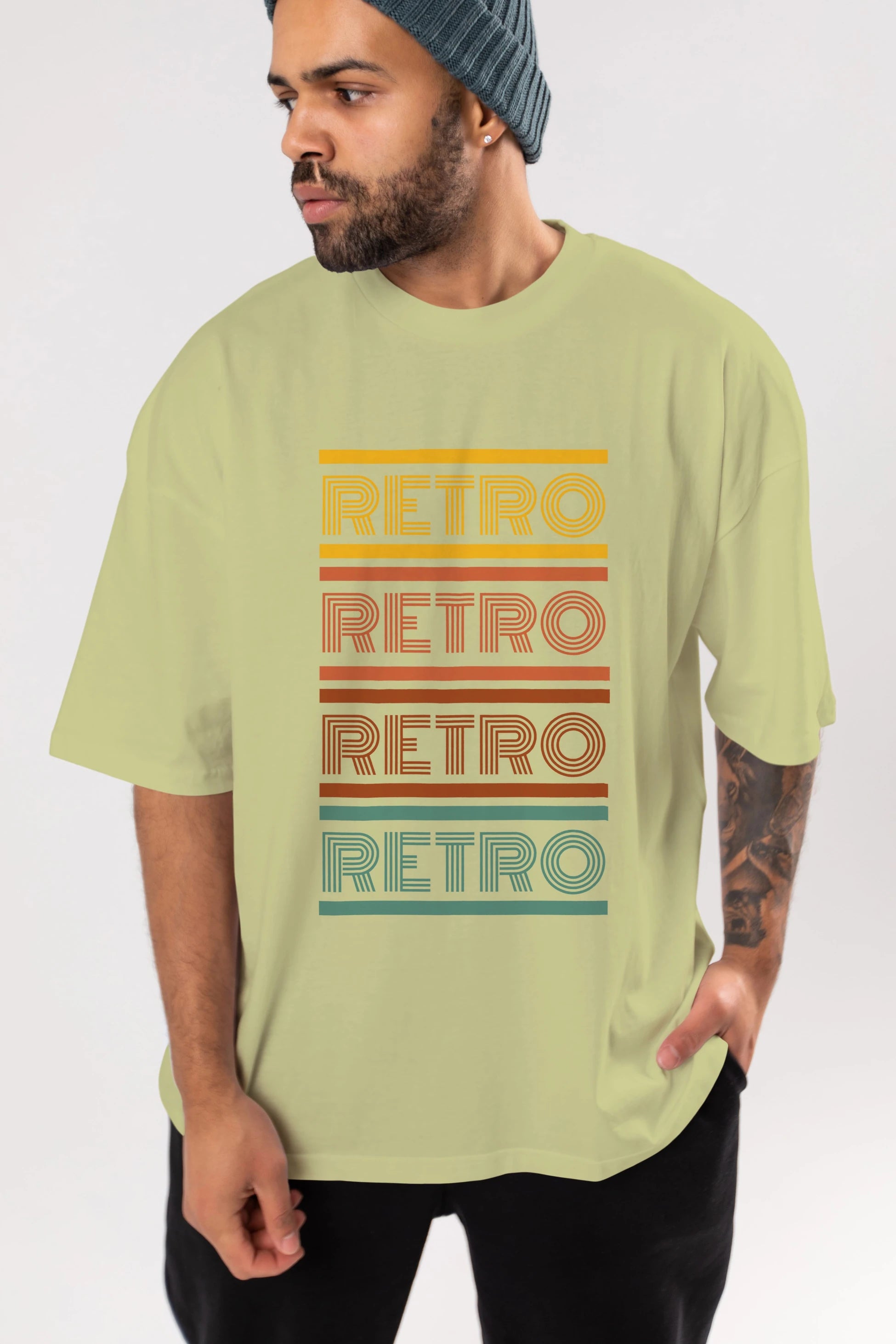 Retro Yazılı Ön Baskılı Oversize t-shirt Erkek Kadın Unisex