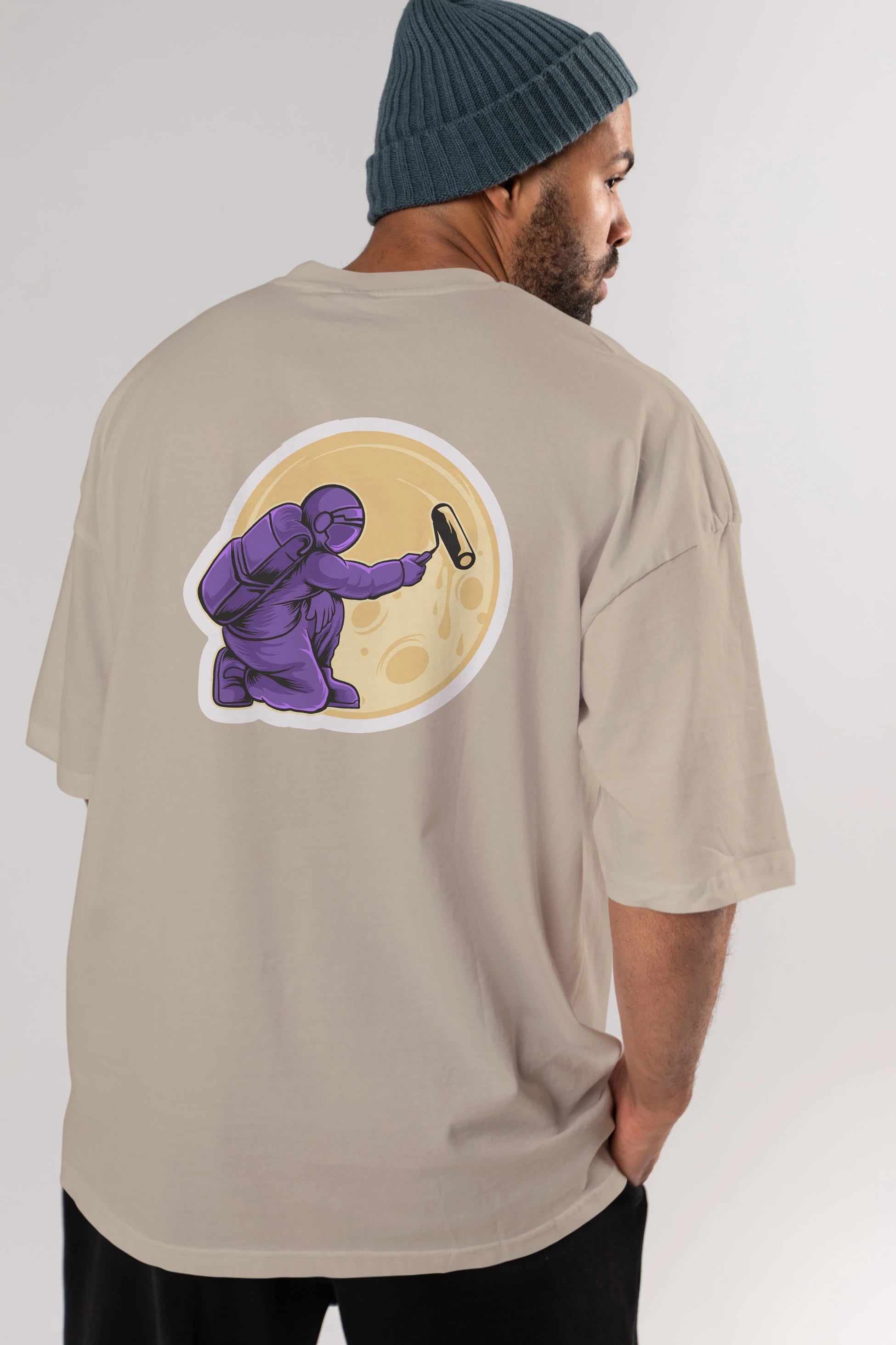 Astropaint Sticker Arka Baskılı Oversize t-shirt Erkek Kadın Unisex