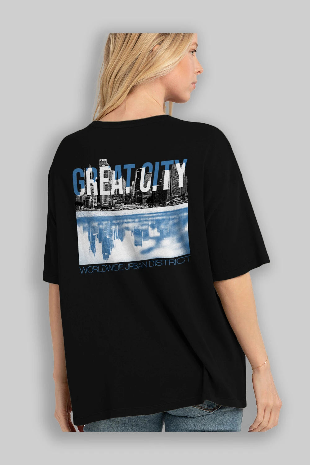 Great City Arka Baskılı Oversize t-shirt Erkek Kadın Unisex