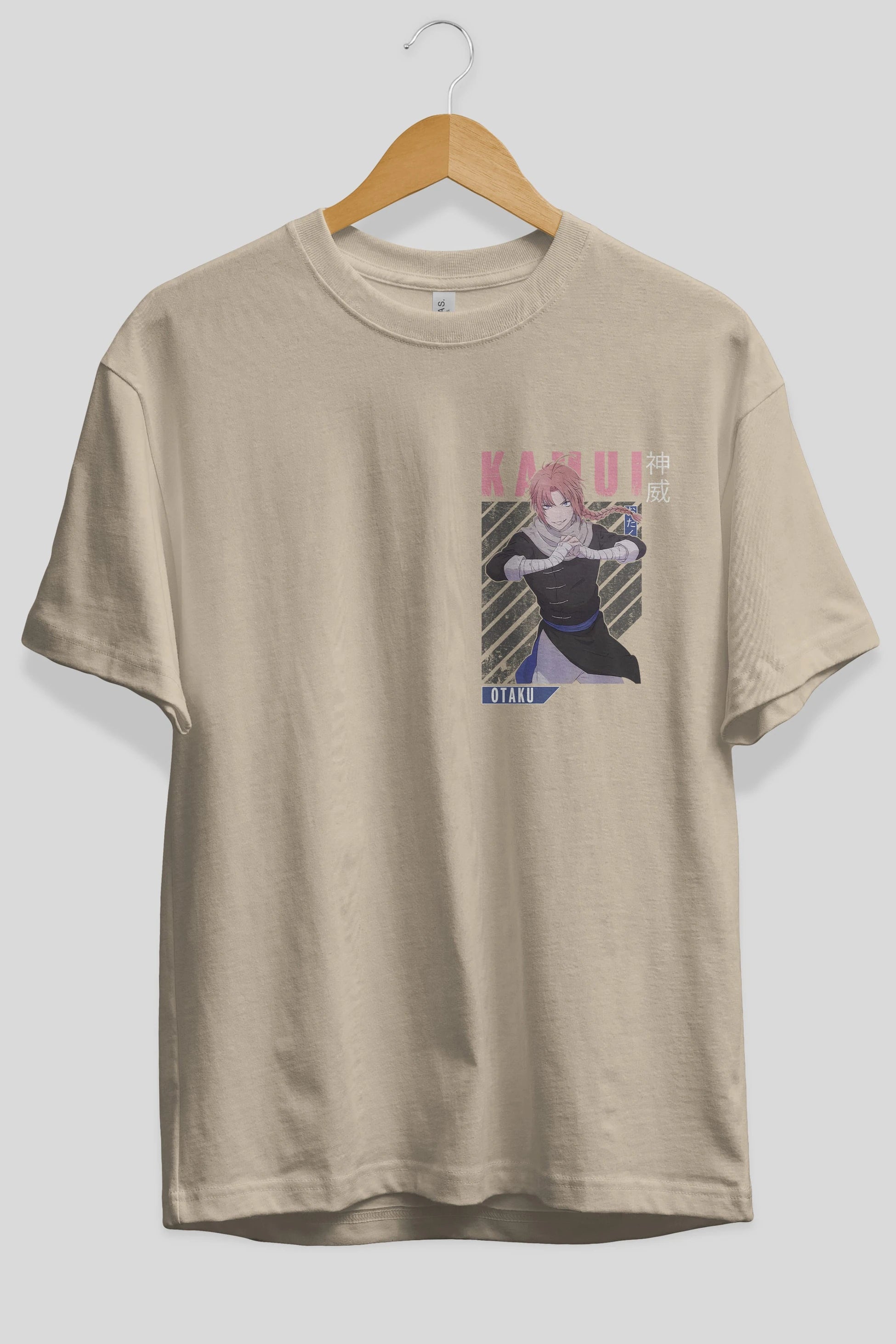 Kamui GINTAMA Ön Sol Baskılı Oversize t-shirt Erkek Kadın Unisex %100 Pamuk Bisiklet Yaka tişort