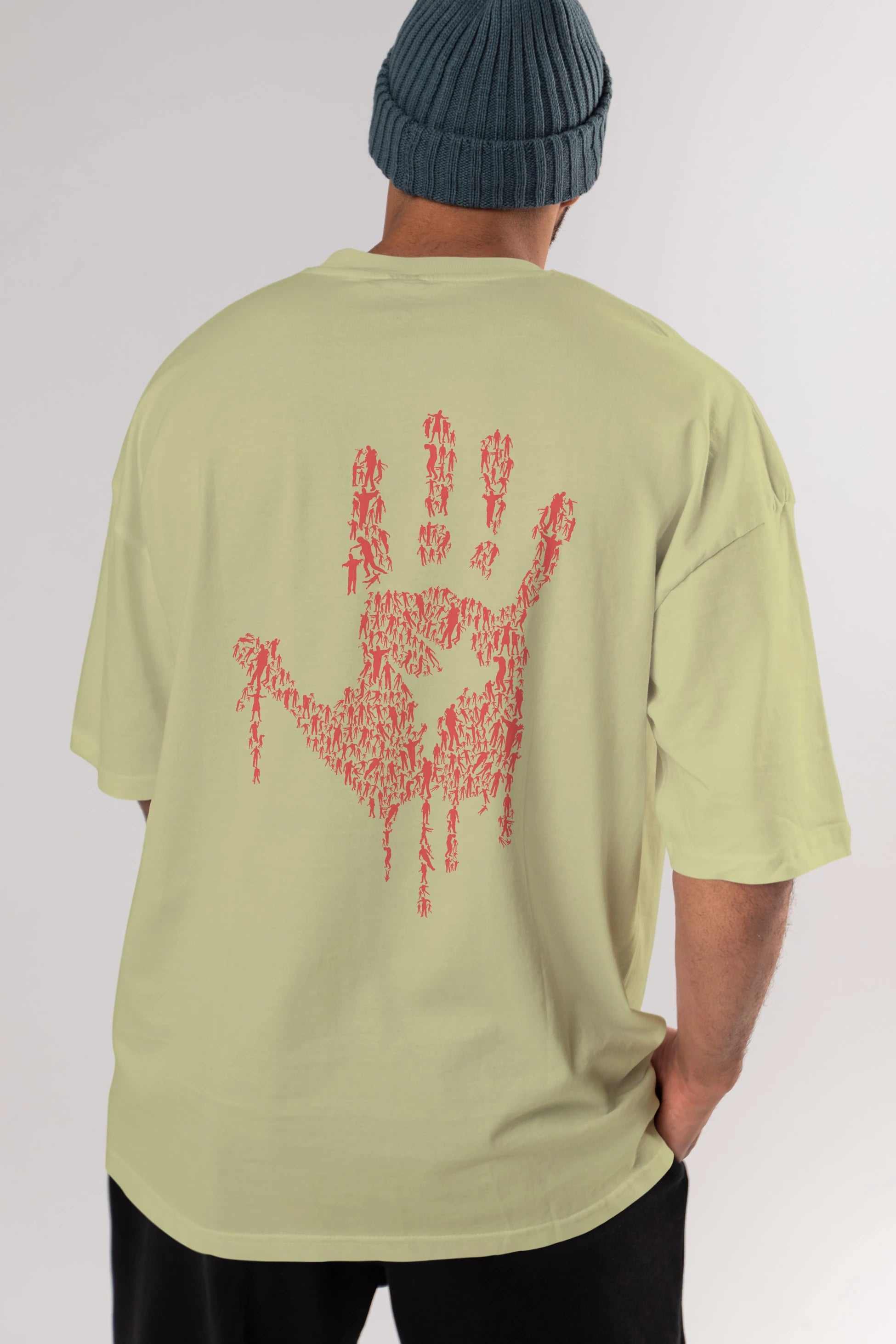 Hand Of Zombies Arka Baskılı Oversize t-shirt %100 pamuk Erkek Kadın Unisex