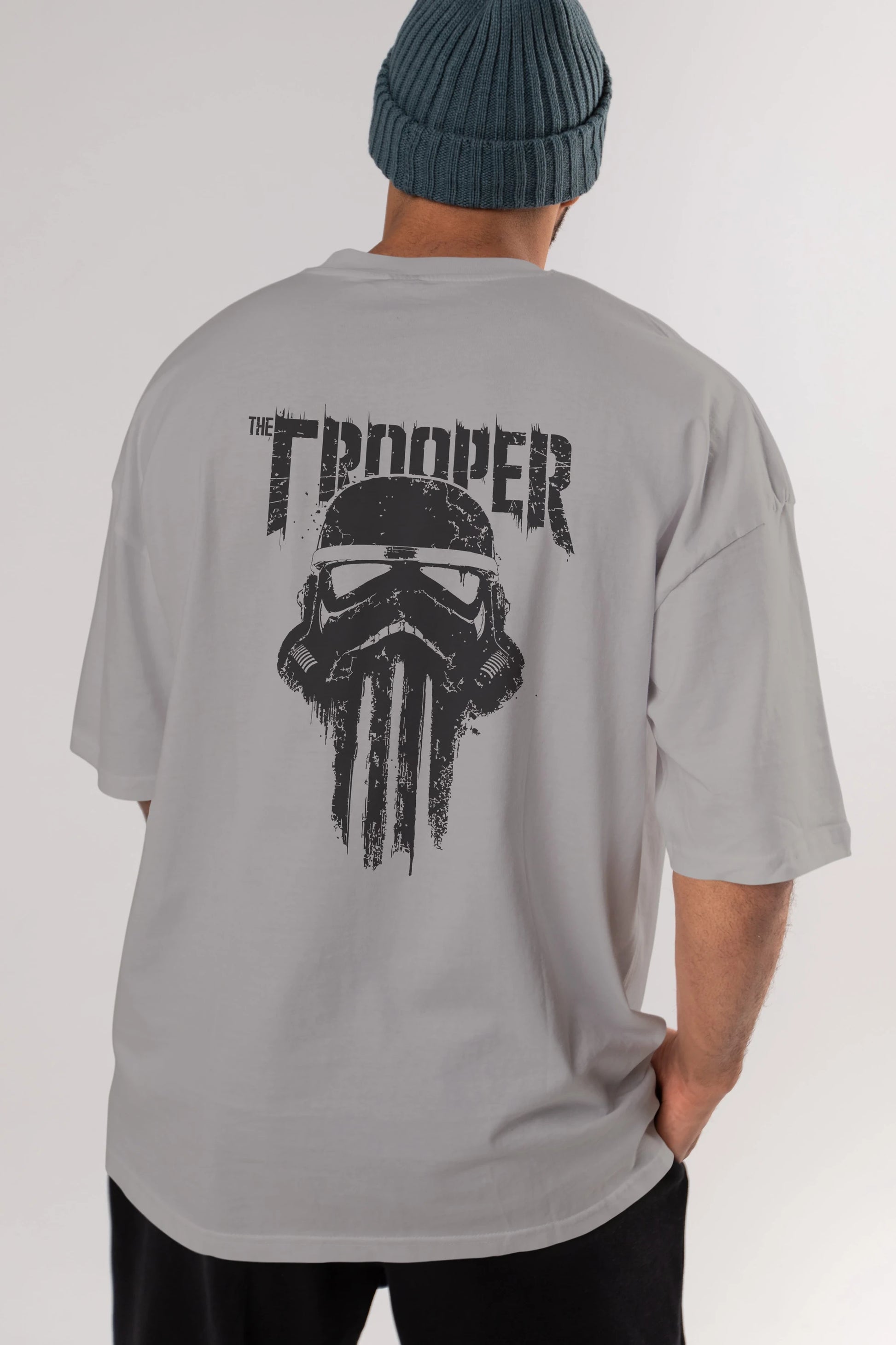 The Trooper Arka Baskılı Oversize t-shirt Erkek Kadın Unisex %100 Pamuk Bisiklet Yaka tişort