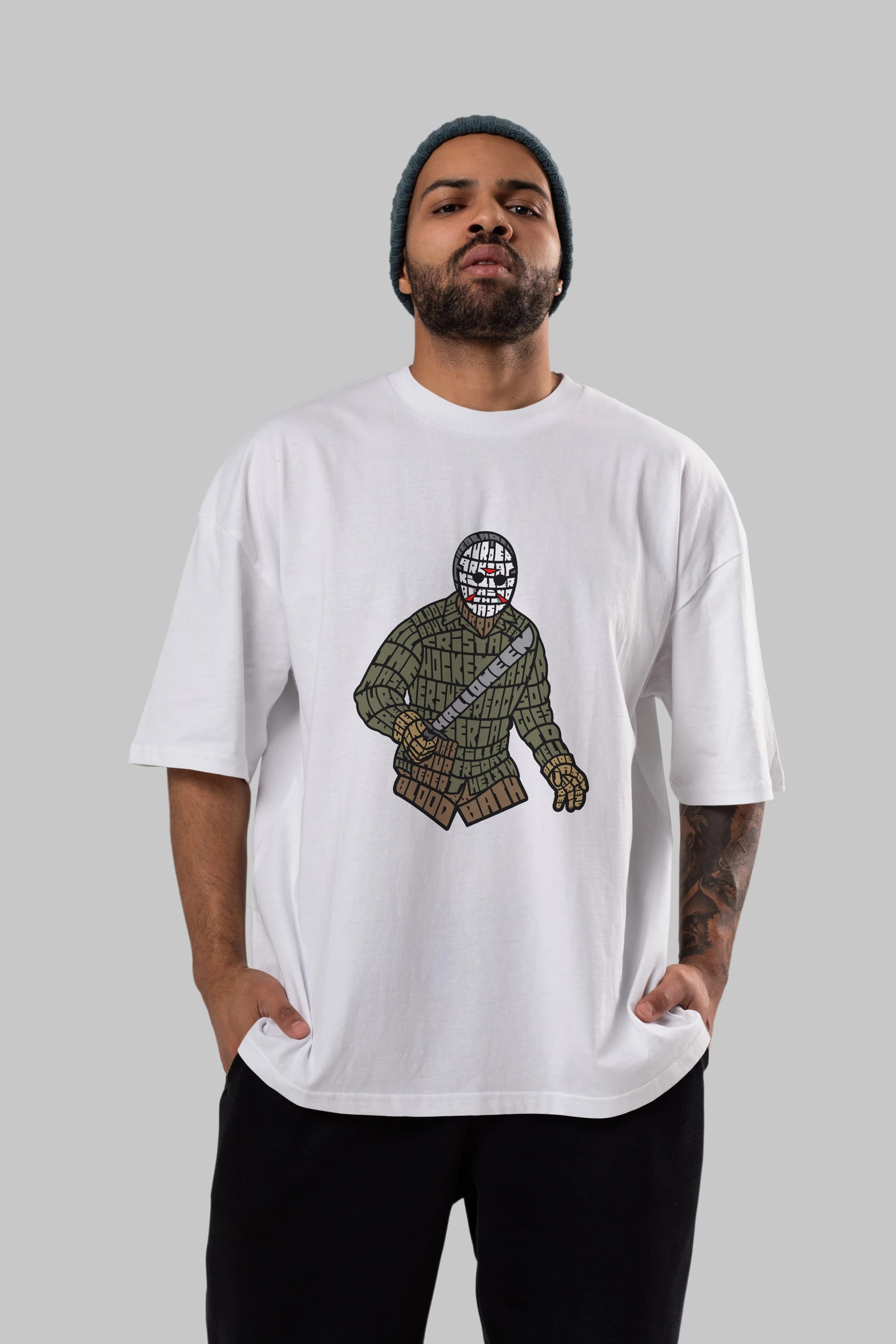 Jason Ön Baskılı Oversize t-shirt %100 pamuk Erkek Kadın Unisex