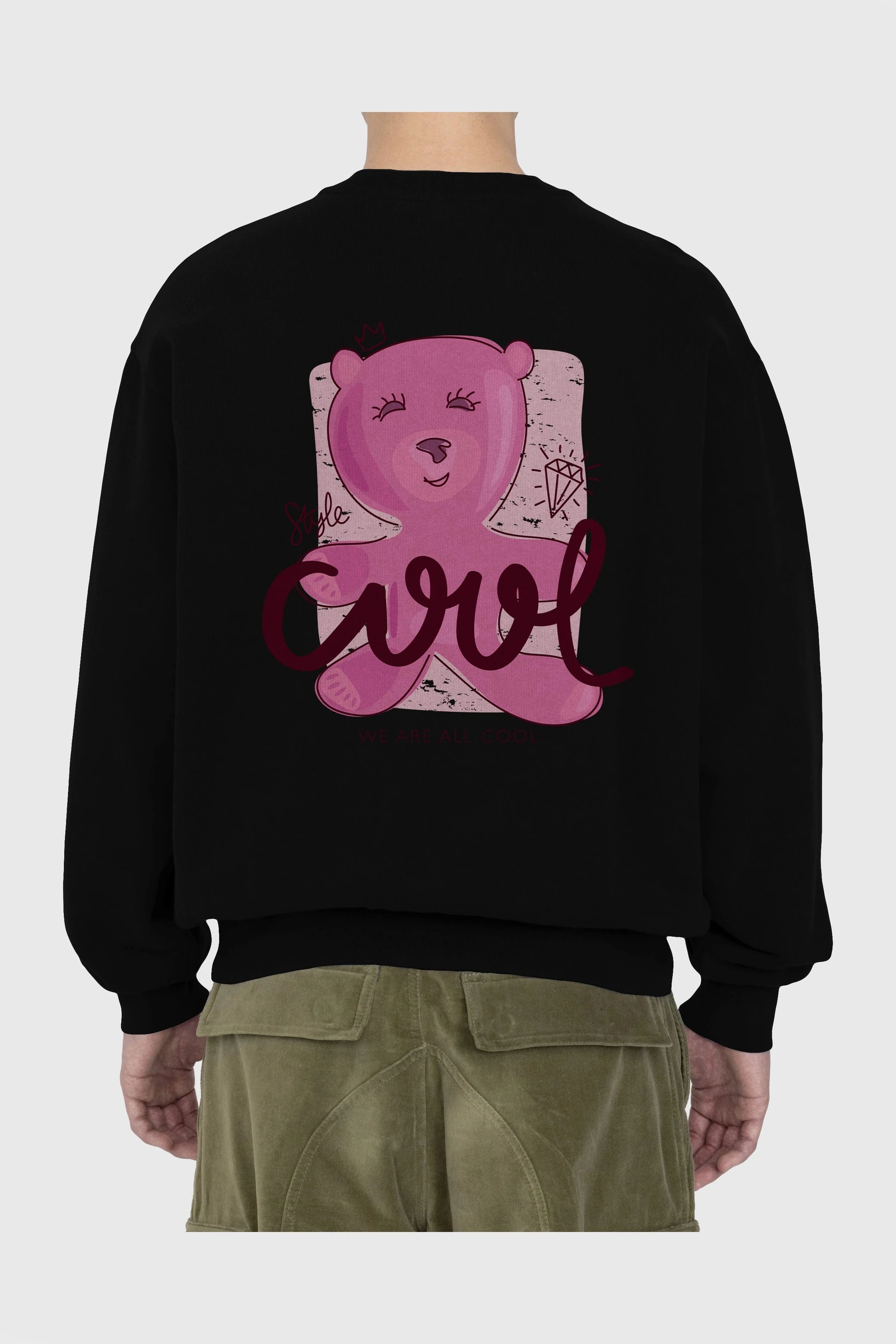 Cool Style Bear Arka Baskılı Oversize Sweatshirt Erkek Kadın Unisex