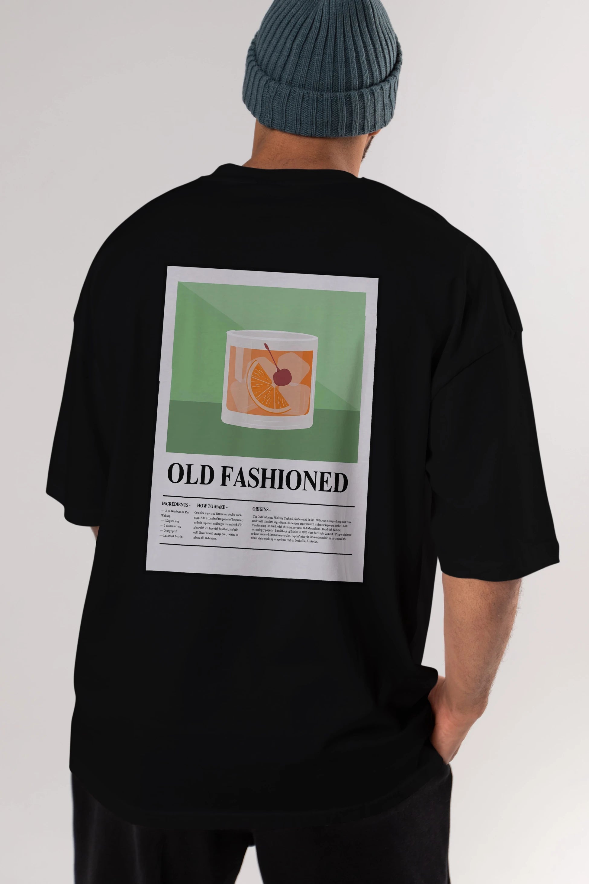 Old Fashioned Arka Baskılı Oversize t-shirt Erkek Kadın Unisex %100 Pamuk Bisiklet Yaka tişort