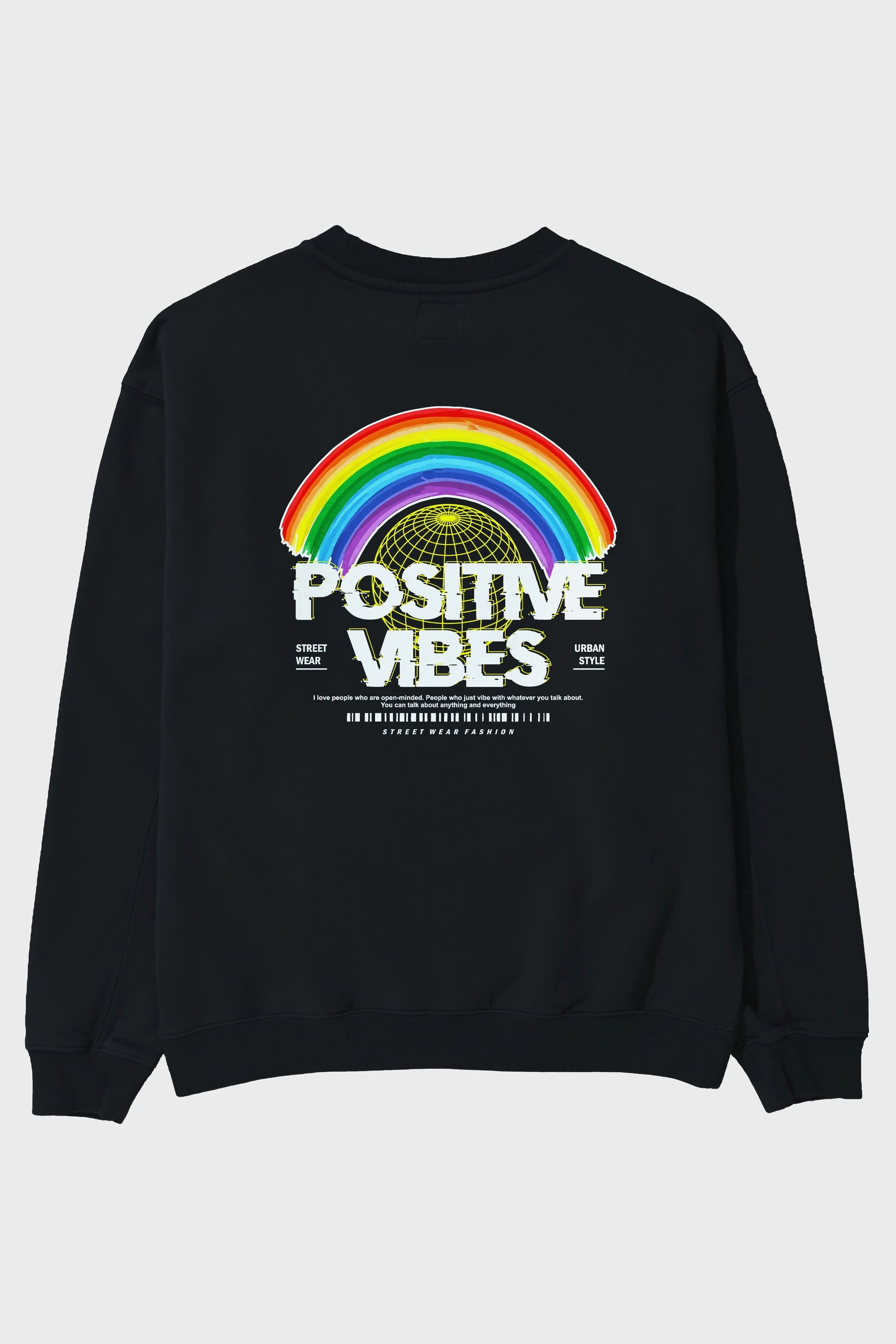 Positive Vibes Arka Baskılı Oversize Sweatshirt Erkek Kadın Unisex