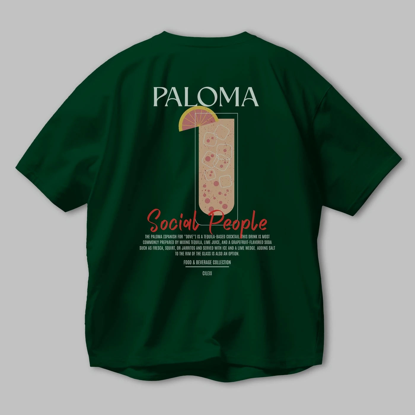 Paloma Kokteyl Serisi Baskılı Oversize t-shirt Erkek Kadın Unisex %100 Pamuk Bisiklet Yaka tişort