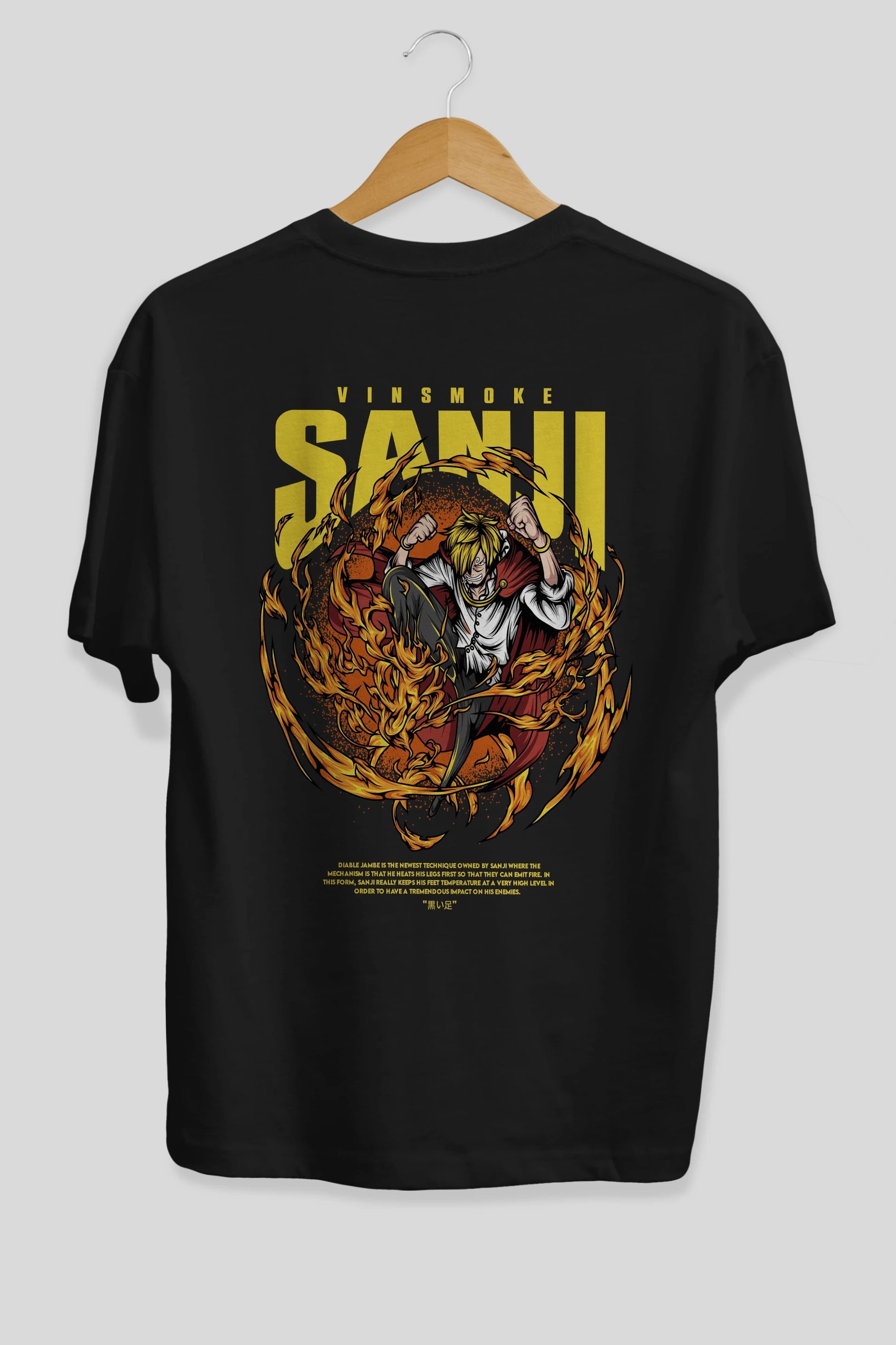 Vinsmoke Sanji Anime Arka Baskılı Oversize t-shirt Erkek Kadın Unisex