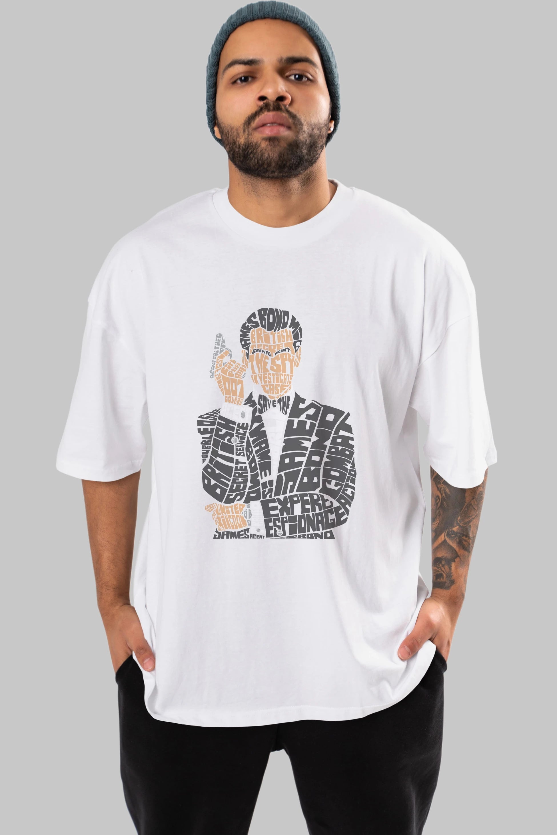 James Bond Ön Baskılı Oversize t-shirt %100 pamuk Erkek Kadın Unisex