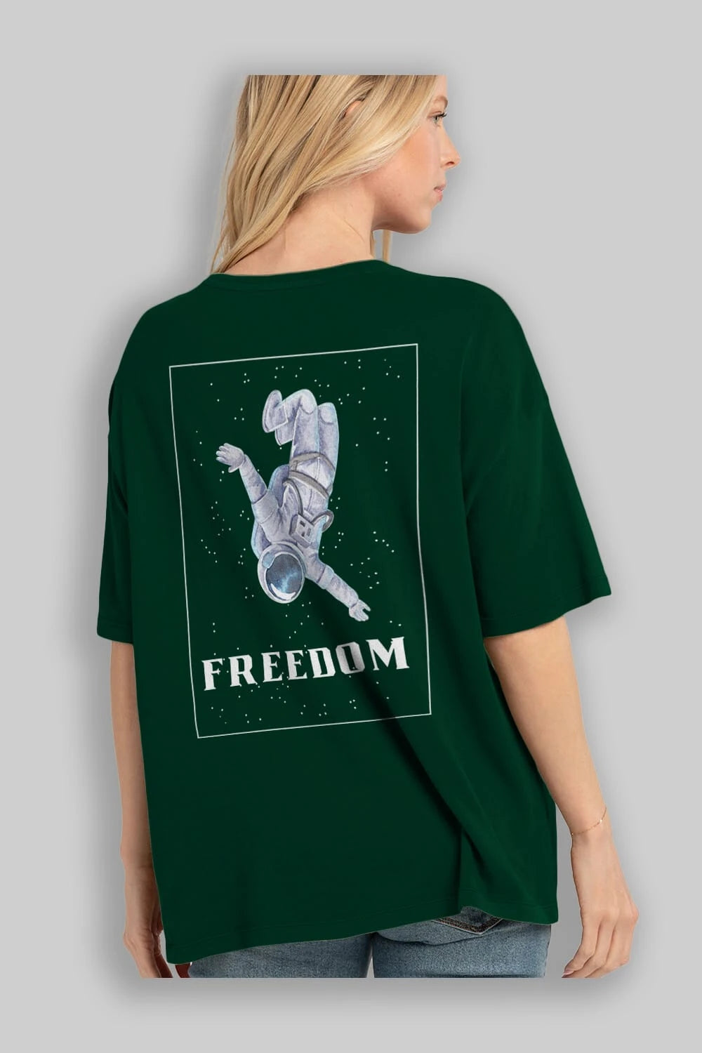Freedom Astronaut Arka Baskılı Oversize t-shirt Erkek Kadın Unisex