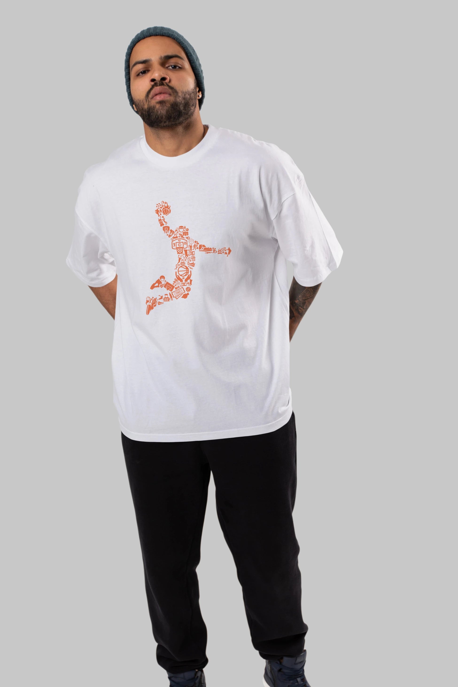Basketball Player Ön Baskılı Oversize t-shirt %100 pamuk Erkek Kadın Unisex