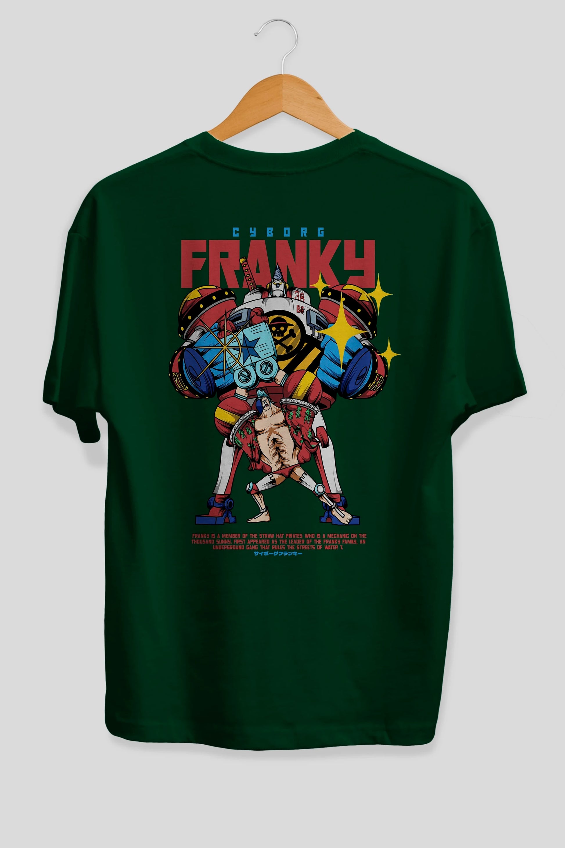 Cyborg Franky Anime Arka Baskılı Oversize t-shirt Erkek Kadın Unisex