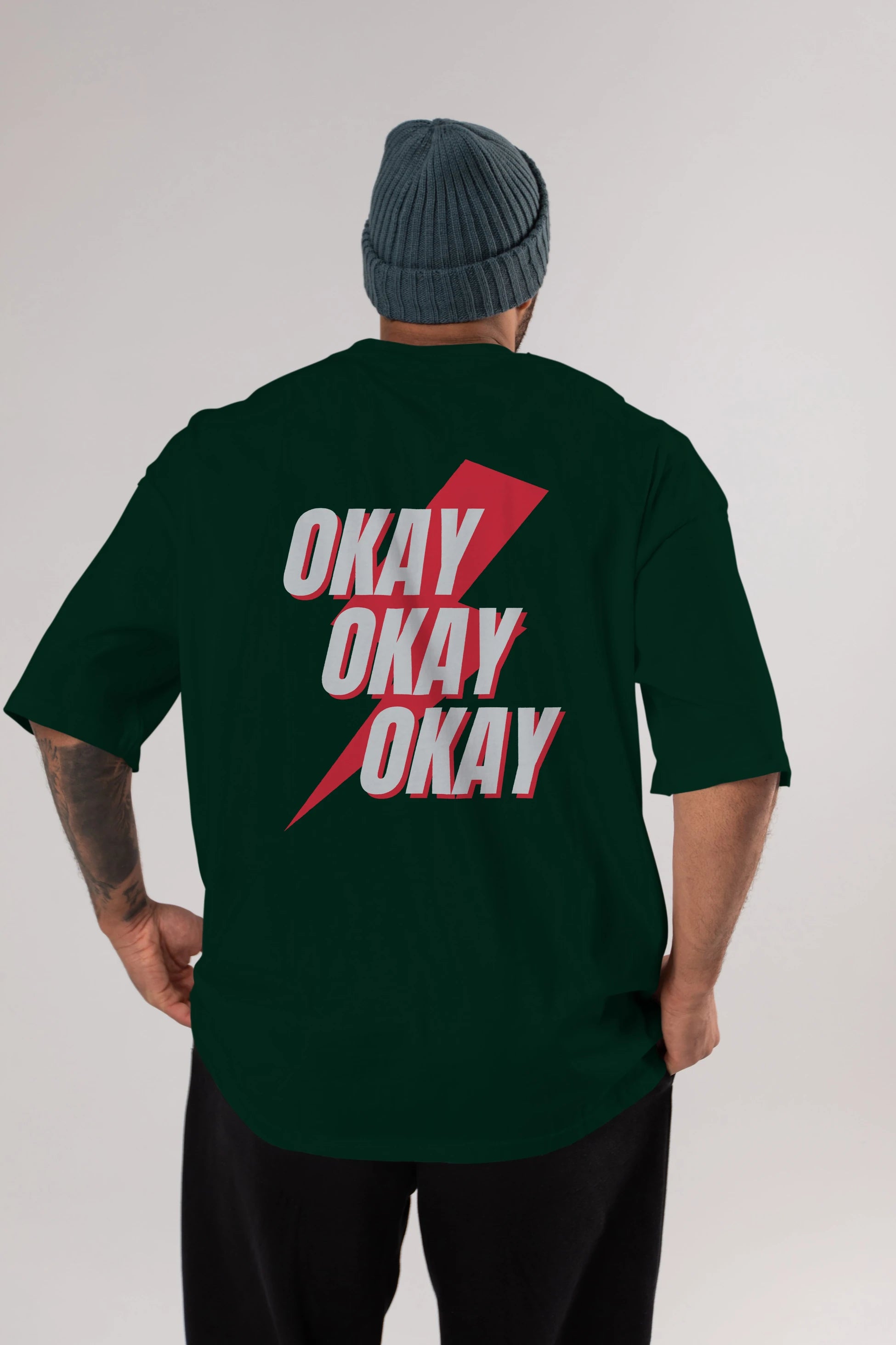 Okay Arka Baskılı Oversize t-shirt Erkek Kadın Unisex