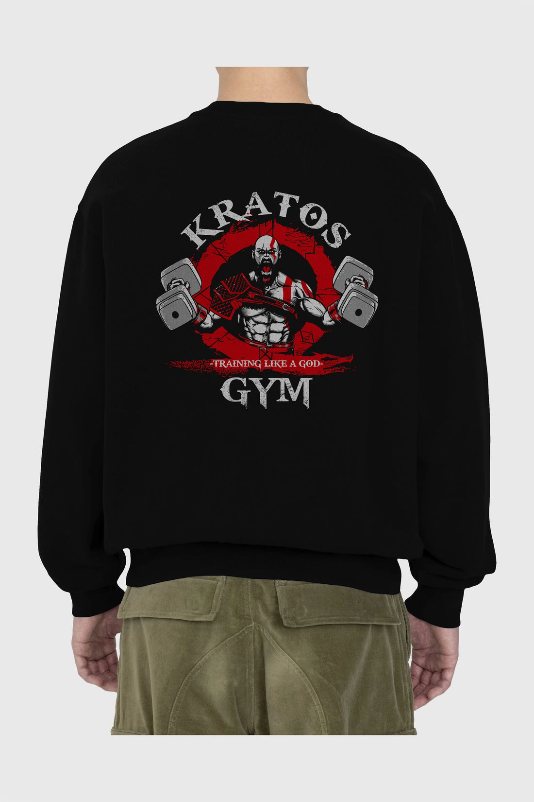Kratos GYM Arka Baskılı Oversize Sweatshirt Erkek Kadın Unisex