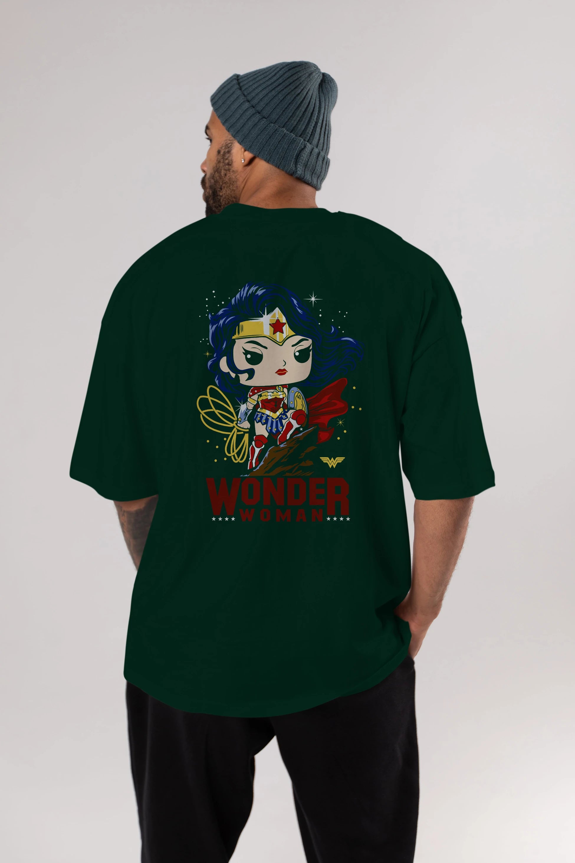 Wonder Woman (2) Arka Baskılı Oversize t-shirt Erkek Kadın Unisex %100 Pamuk Bisiklet Yaka tişort