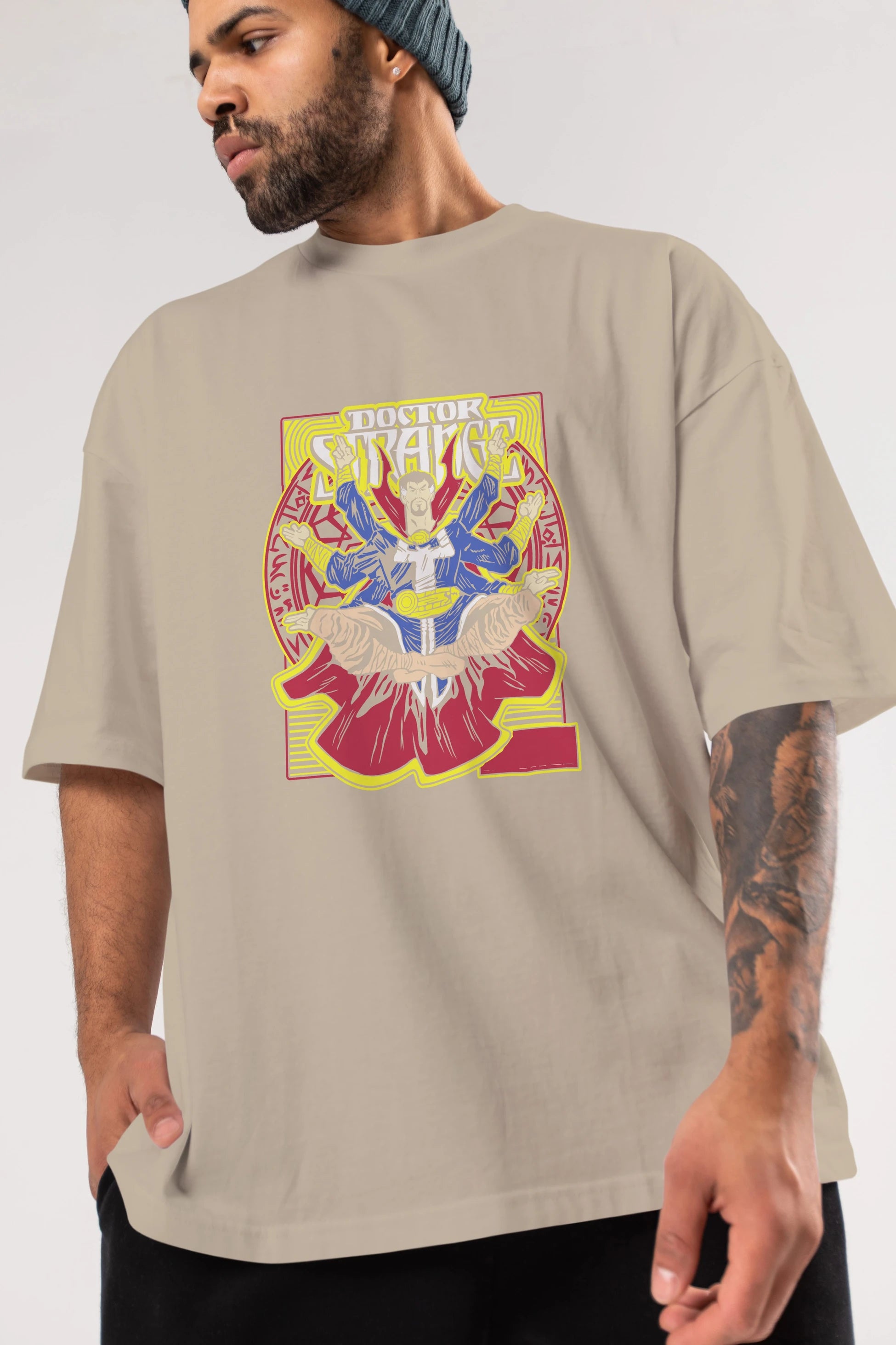 Doctor Strange (1) Ön Baskılı Oversize t-shirt Erkek Kadın Unisex %100 Pamuk Bisiklet Yaka tişort