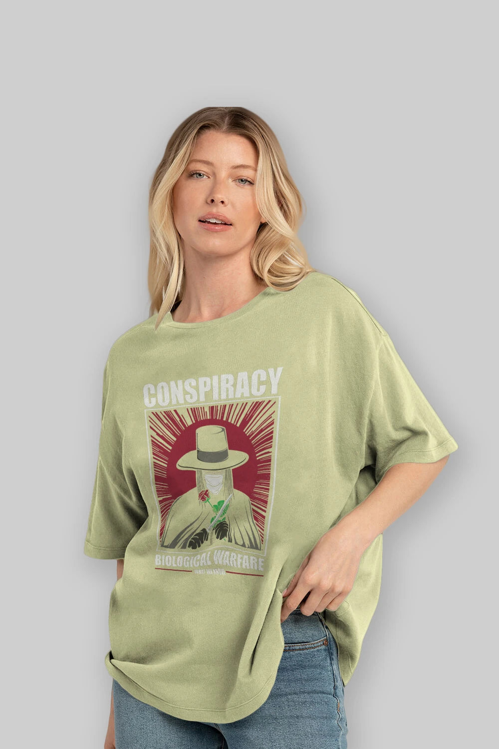 Vendetta Masker Ön Baskılı Oversize t-shirt Erkek Kadın Unisex %100 Pamuk tişort