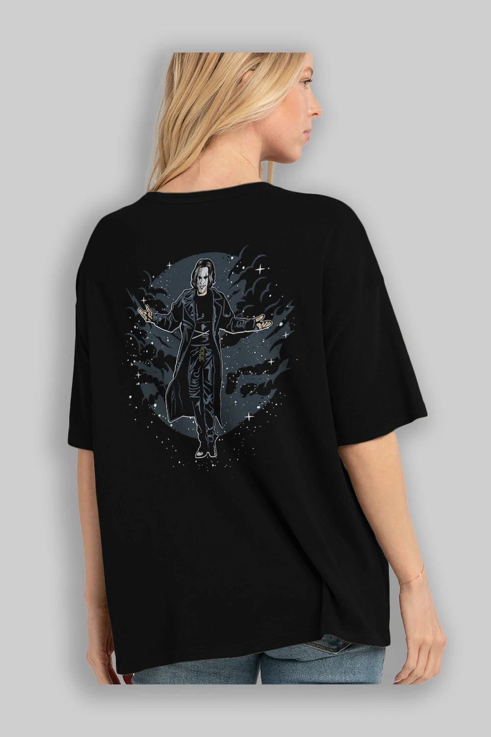The Crow Arka Baskılı Oversize t-shirt Erkek Kadın Unisex %100 Pamuk
