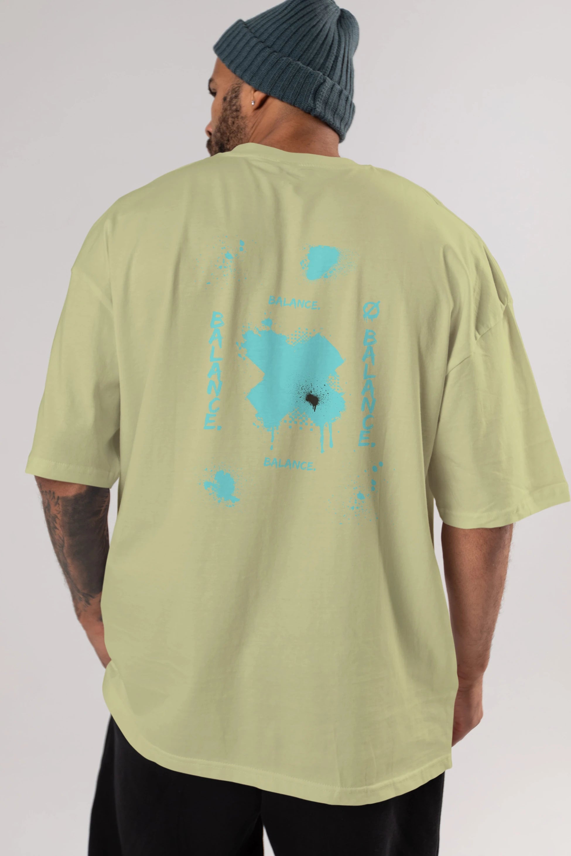 Balance Balance Yazılı Arka Baskılı Oversize t-shirt Erkek Kadın Unisex