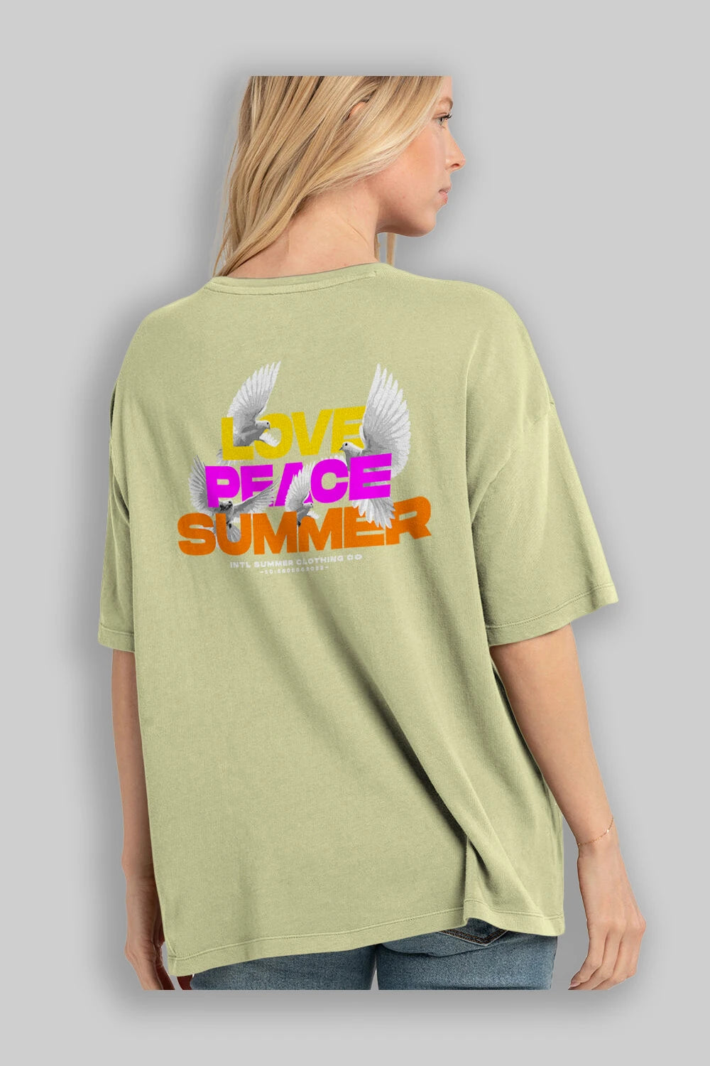 Love Peace Summer Arka Baskılı Oversize t-shirt Erkek Kadın Unisex