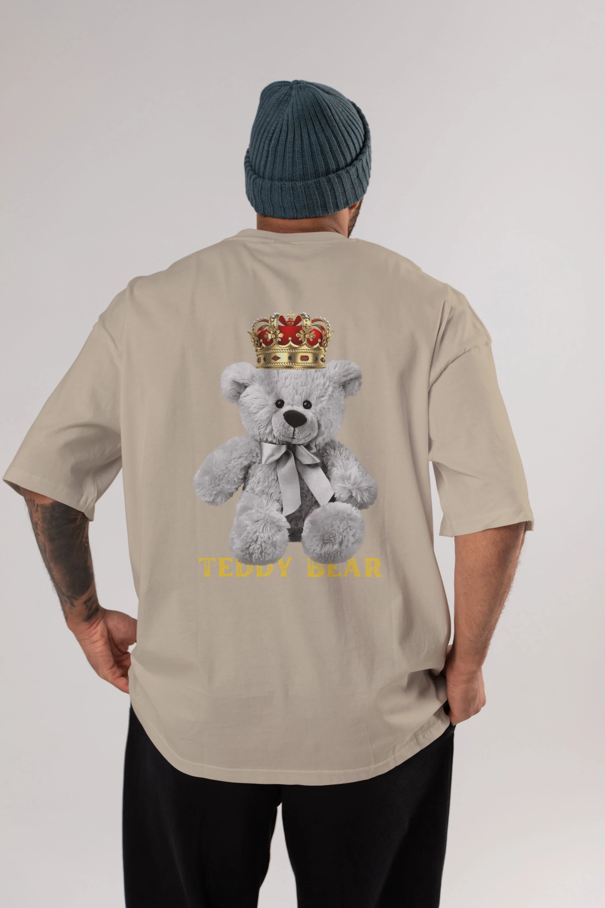 Teddy Bear Arka Baskılı Oversize t-shirt Erkek Kadın Unisex