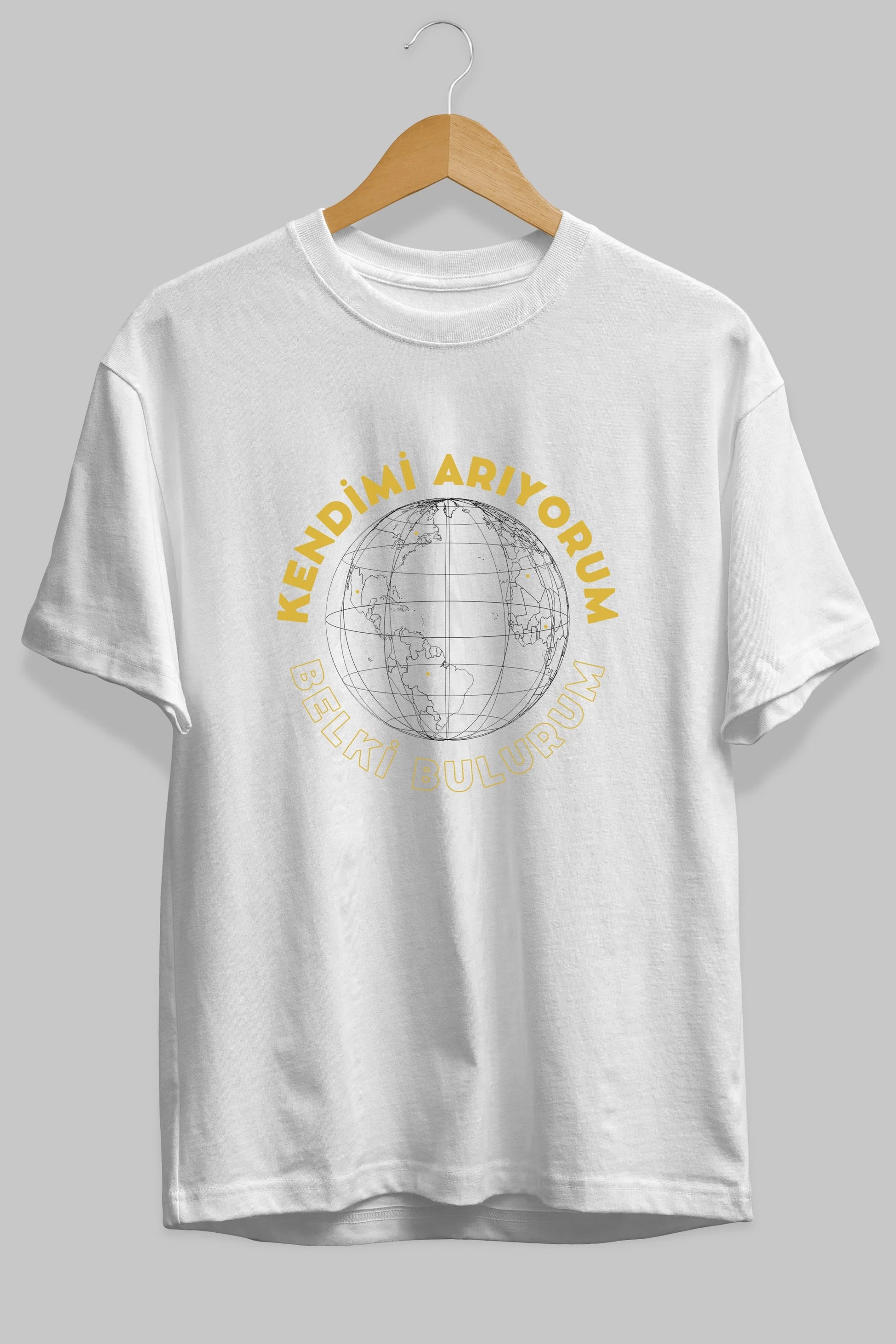 Kendimi Arıyorum Yazılı Ön Baskılı Oversize t-shirt Erkek Kadın Unisex