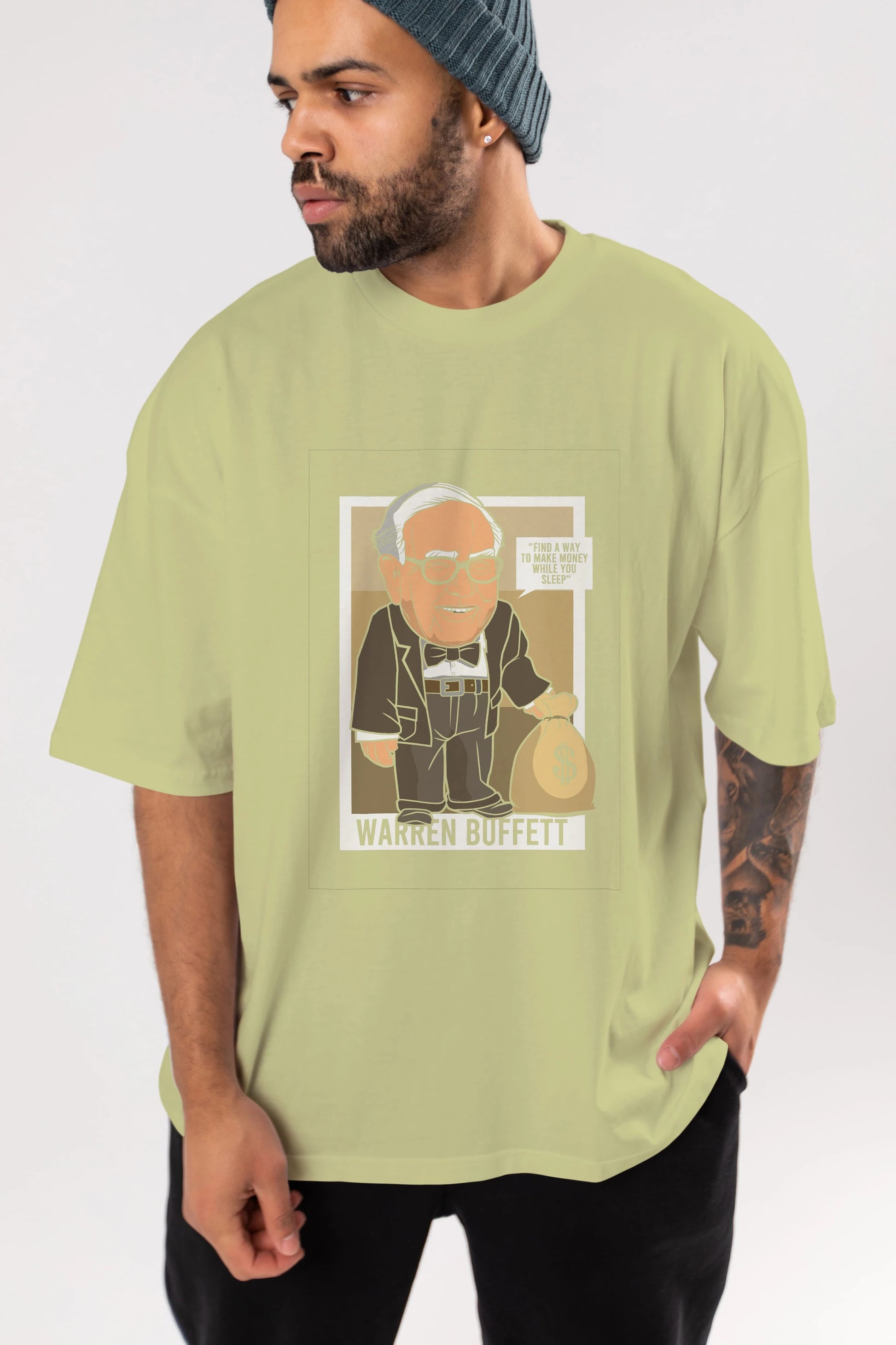 Warren Buffet Up Carl Ön Baskılı Oversize t-shirt Erkek Kadın Unisex %100 Pamuk tişort