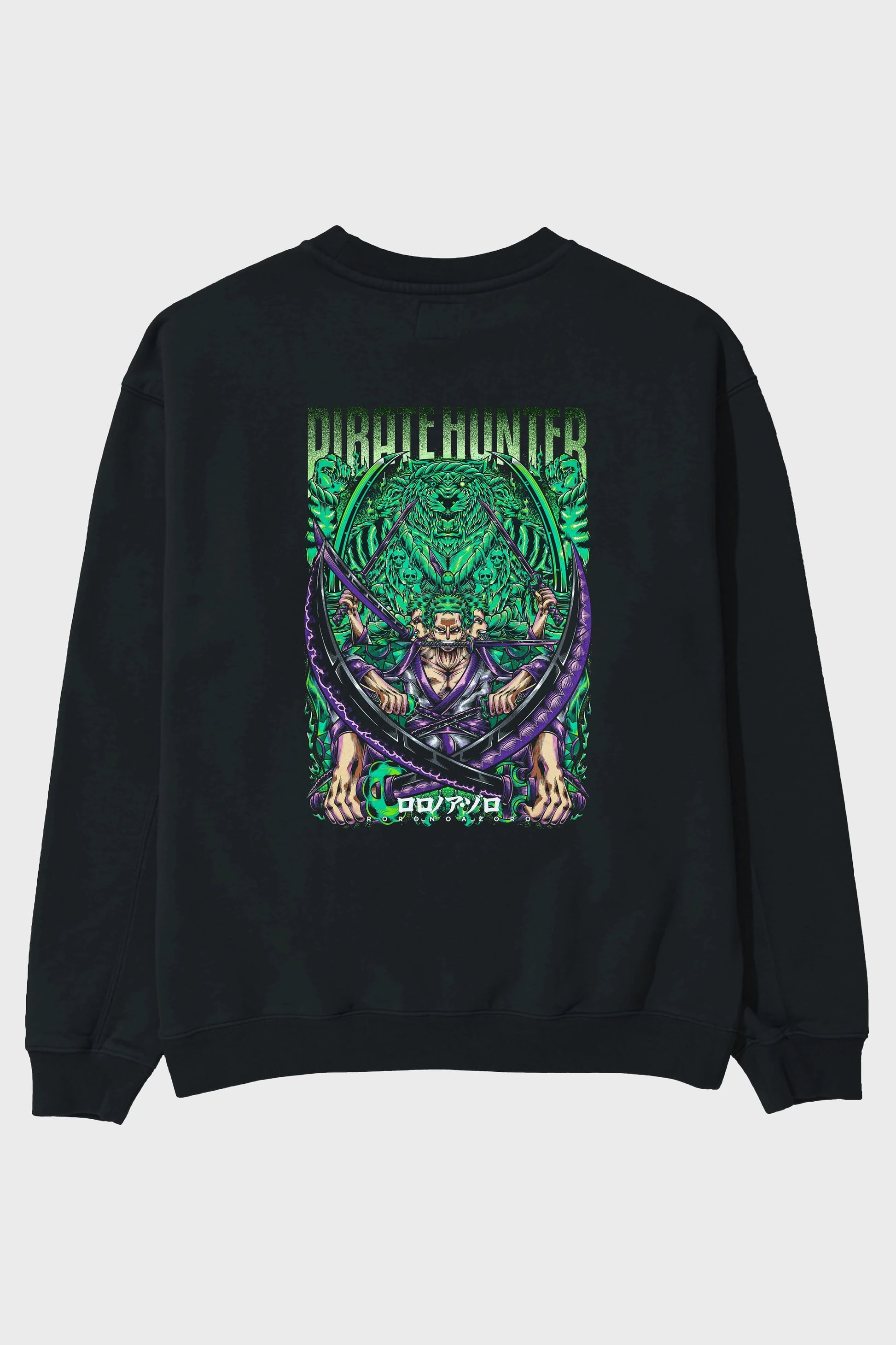 RORONOA ZORO 3 Anime Arka Baskılı Oversize Sweatshirt Erkek Kadın Unisex