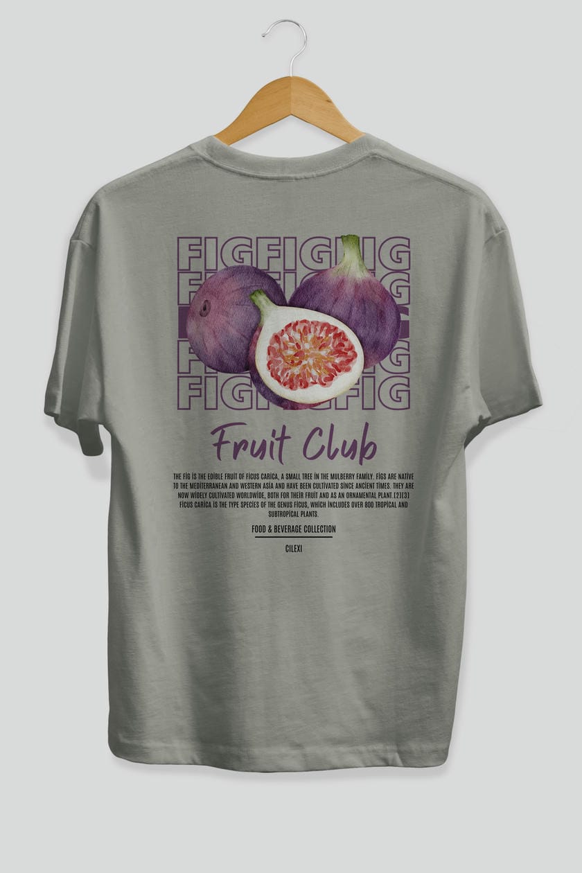 Fig Arka Baskılı Oversize t-shirt Erkek Kadın Pamuk Bisiklet Yaka tişort