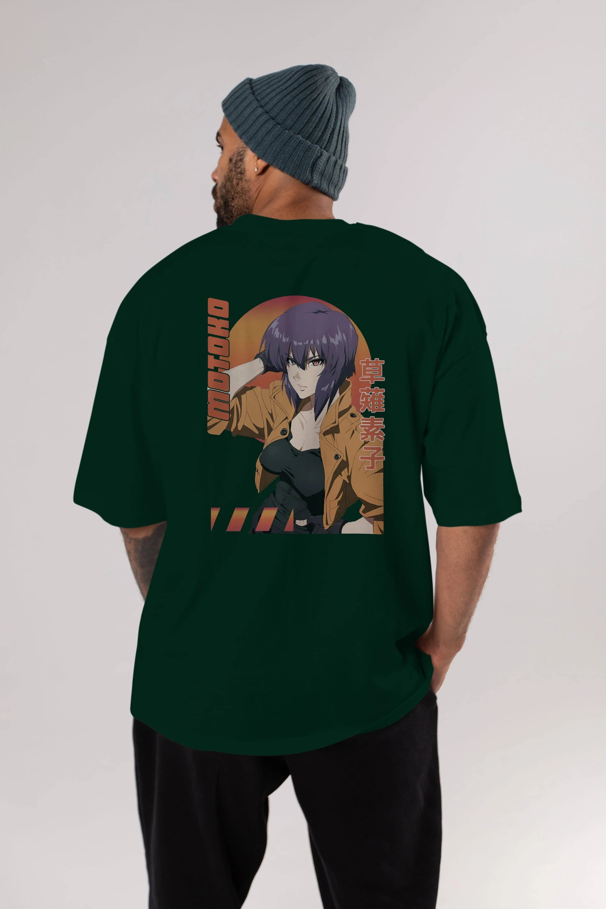 Motoko Kusanagi 9 Anime Arka Baskılı Oversize t-shirt Erkek Kadın Unisex